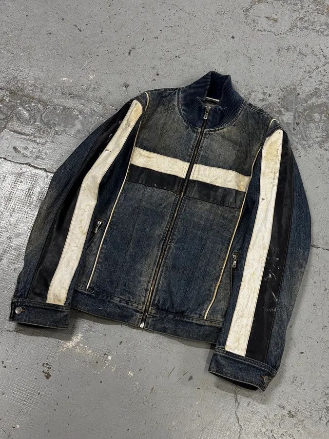Dolce & Gabbana AW2005 Dolce & Gabbana Navy Hybrid Leather & Denim Jacket Size US M / EU 48-50 / 2 - 7 Thumbnail