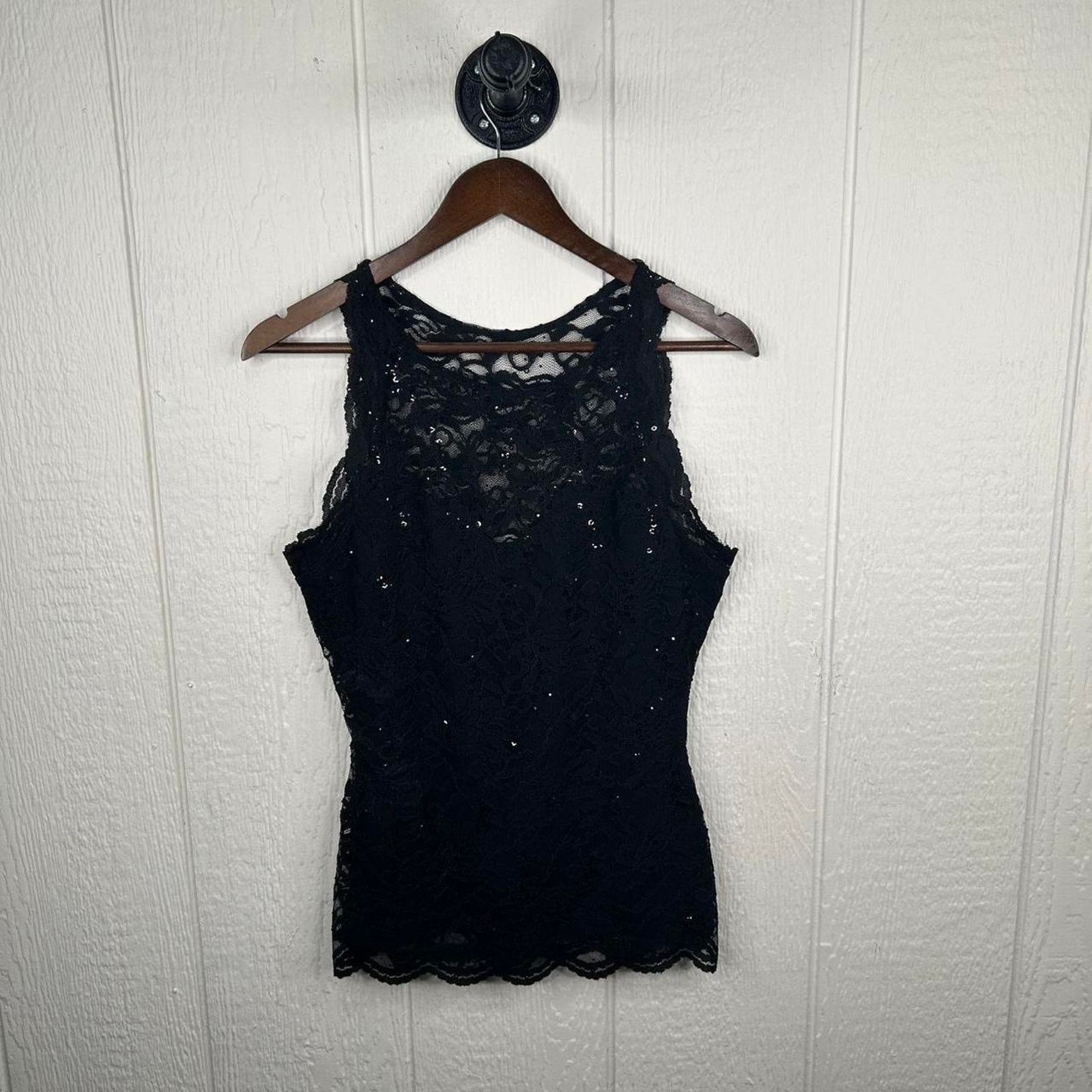 Boston Proper Vintage 90’s Black Sparkly Laced Halter Going Out Top Small Size S / US 4 / IT 40 - 1 Thumbnail