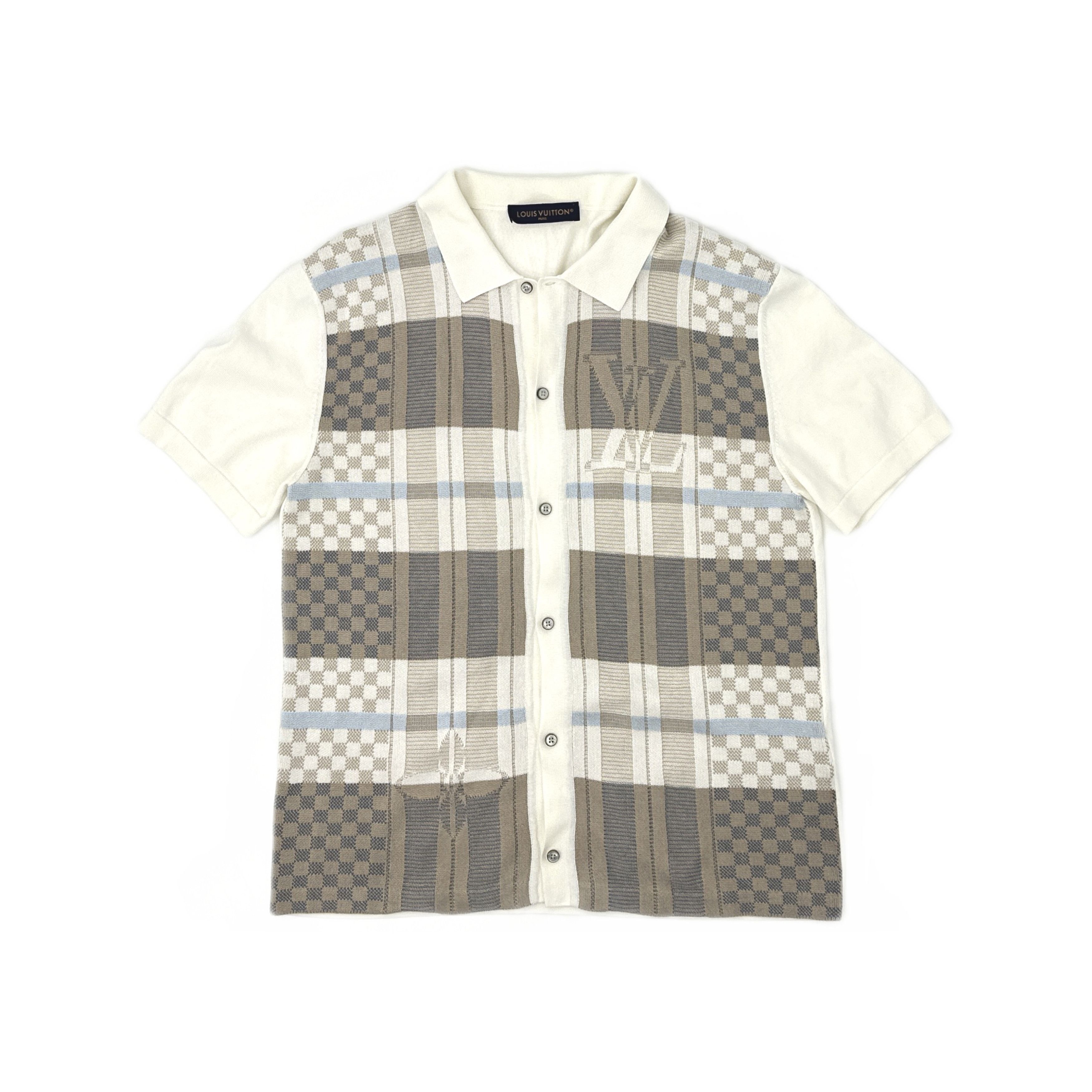 Louis Vuitton Louis Vuitton Checkered Jacquard Knit Shirt Size L Size US L / EU 52-54 / 3 - 1 Thumbnail