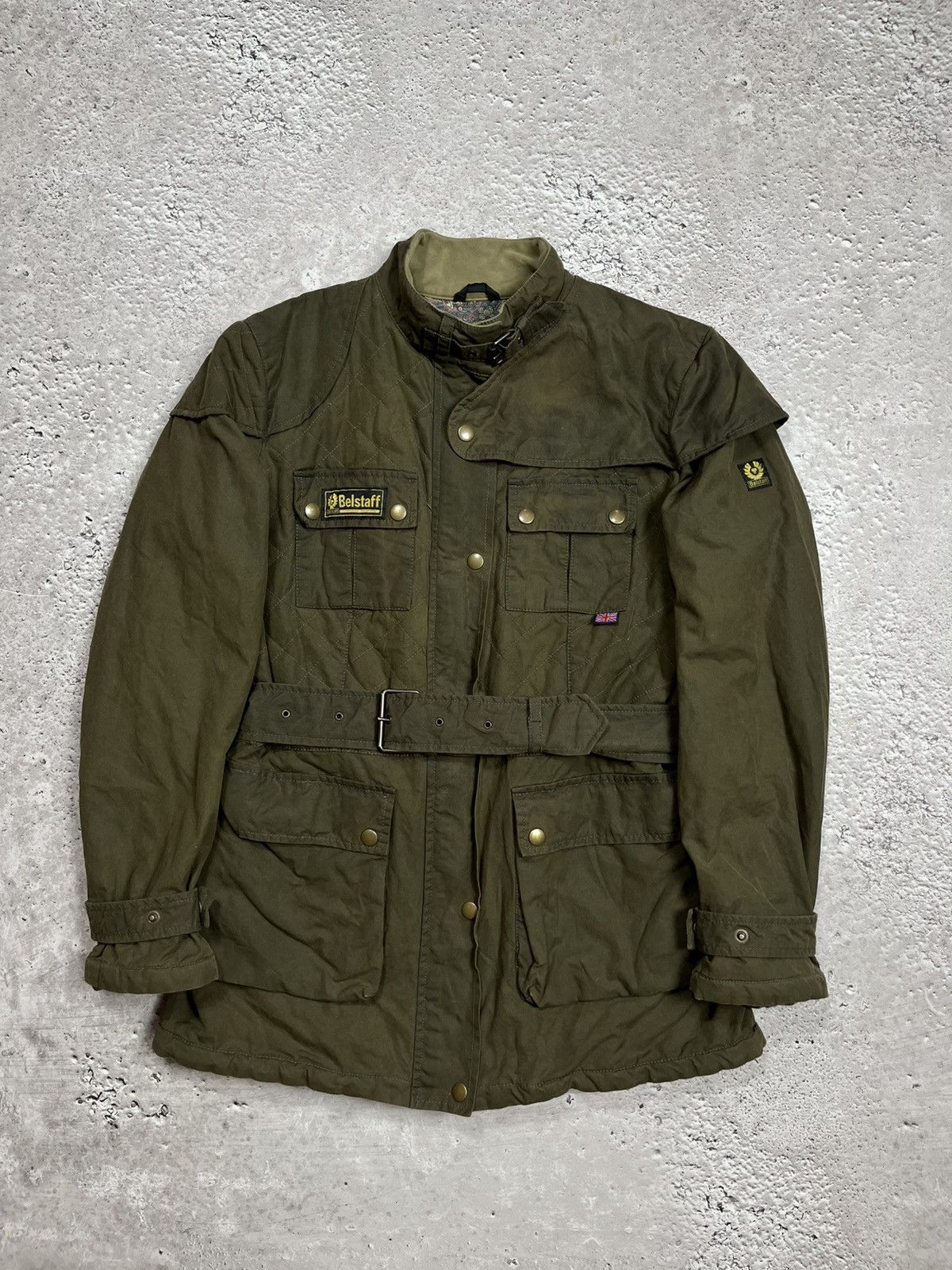 Belstaff Gold Label Waxed Cotton Biker Jacket Olive 48