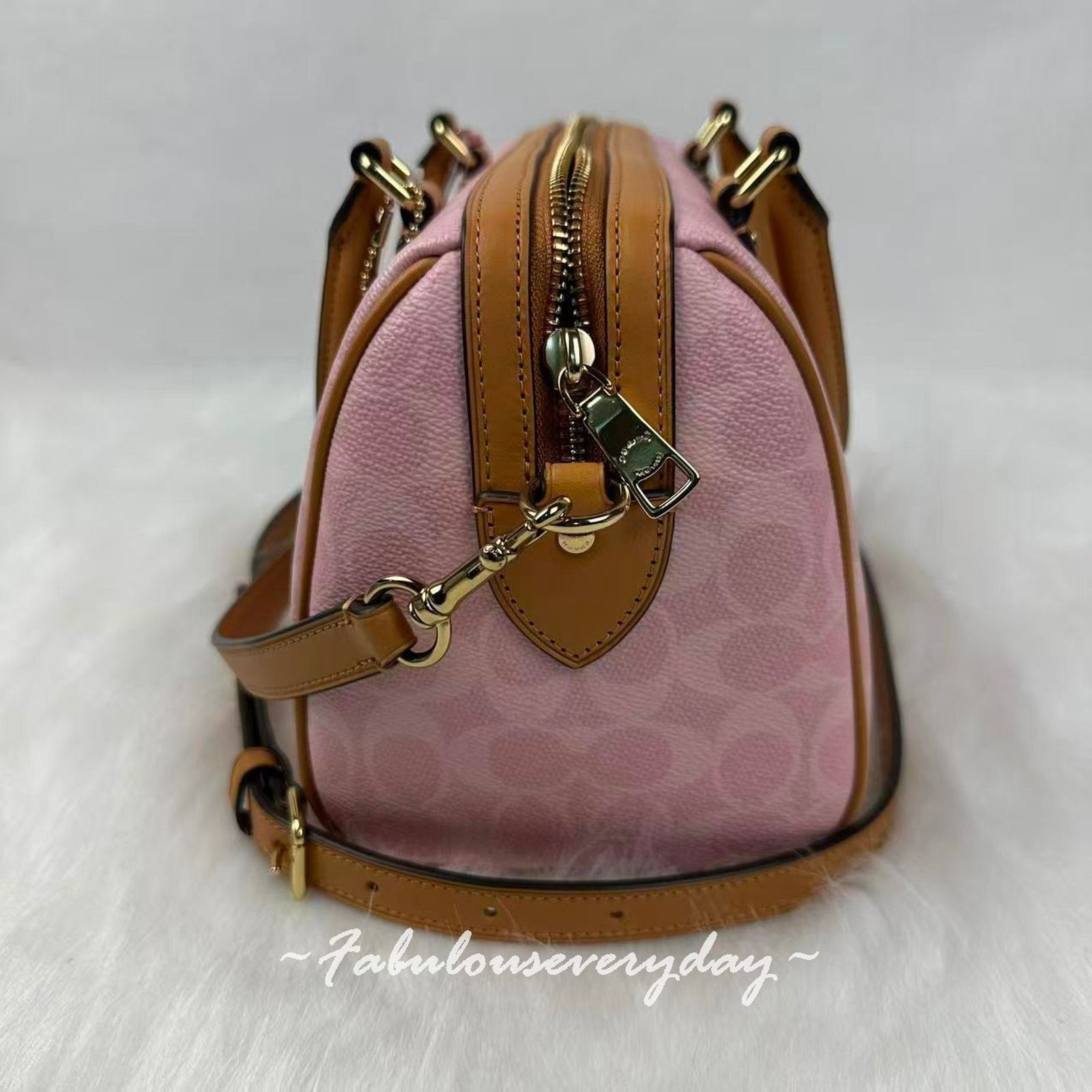 Coach Coach Rowan Satchel Signature Canvas Charms Gold/Powder Pink Size ONE SIZE - 3 Thumbnail