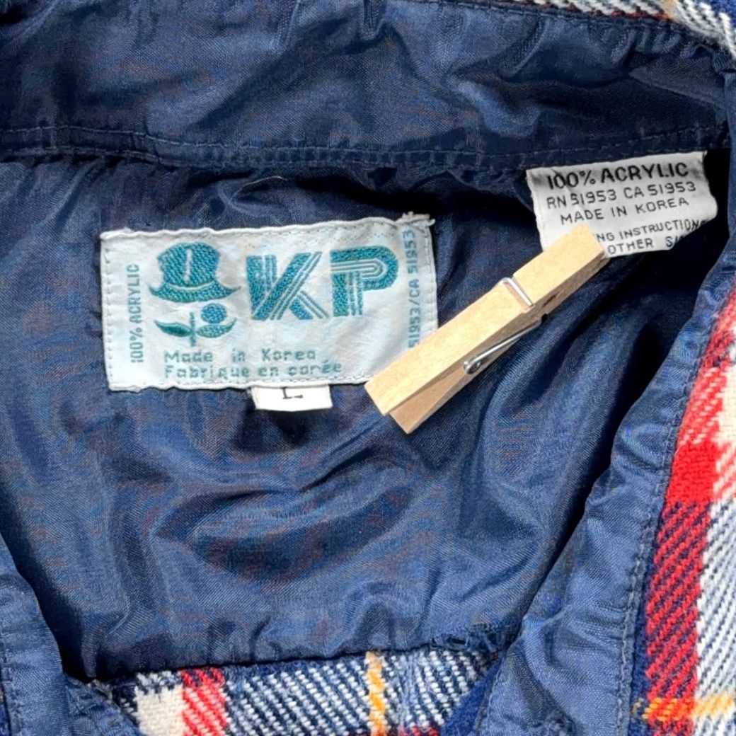 Vintage VINTAGE KP Western Shirt Adult LARGE Blue Red Plaid Acrylic Pearl Snap Workwear 70s Size US L / EU 52-54 / 3 - 4 Thumbnail