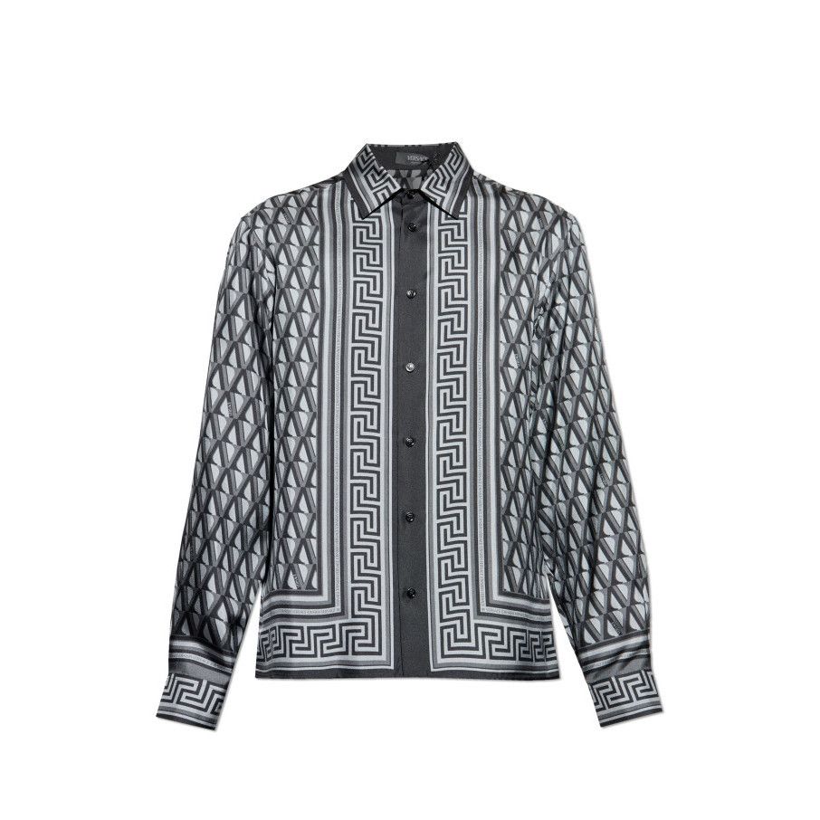 Versace VERSACE Gray Silk Shirt New & Authentic (Men's size:M;) Size US M / EU 48-50 / 2 - 1 Preview