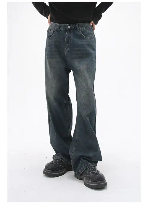 Japanese Brand × Jean Pants Washed distressed blue loose straight casual jeans Size US 33 - 1 Thumbnail