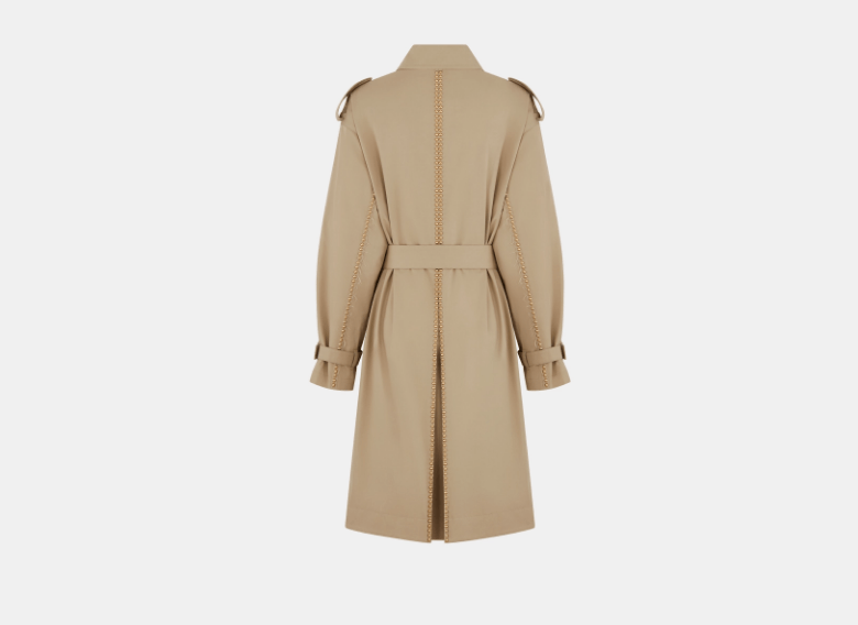 Dior o1w1db11225 451M53 Embroidered Trench Coat in Beige/Gold Size S / US 4 / IT 40 - 2 Thumbnail