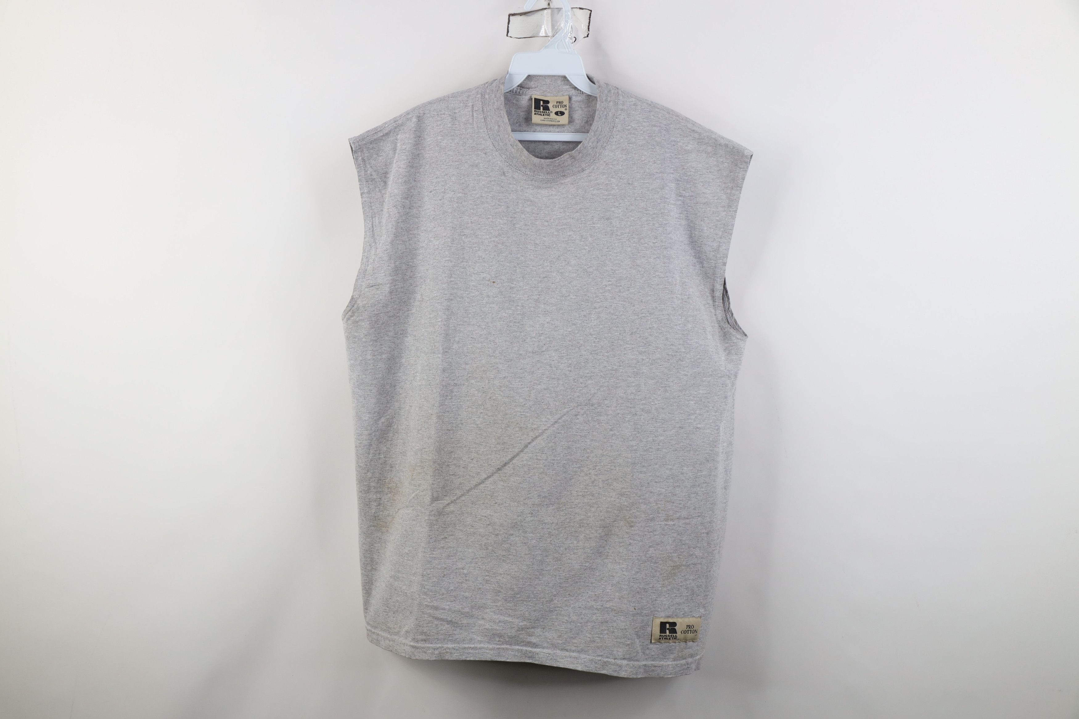 Russell Athletic Vintage 90s Y2K Russell Athletic Muscle T-Shirt Gray USA Size US L / EU 52-54 / 3 - 1 Thumbnail