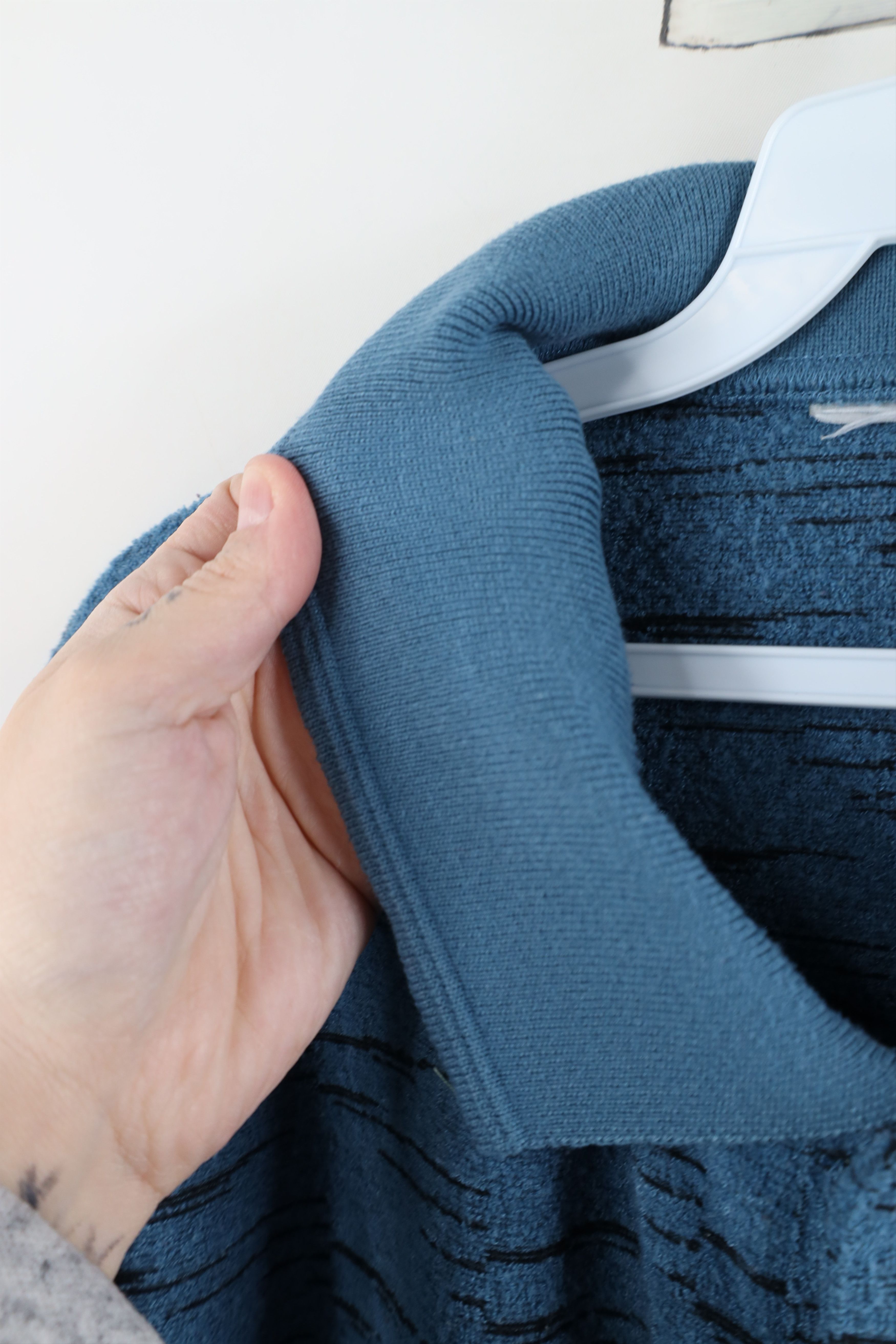 Vintage Vintage 90s Streetwear Fleck Fleece Collared Sweatshirt Blue Size US XXL / EU 58 / 5 - 10 Thumbnail