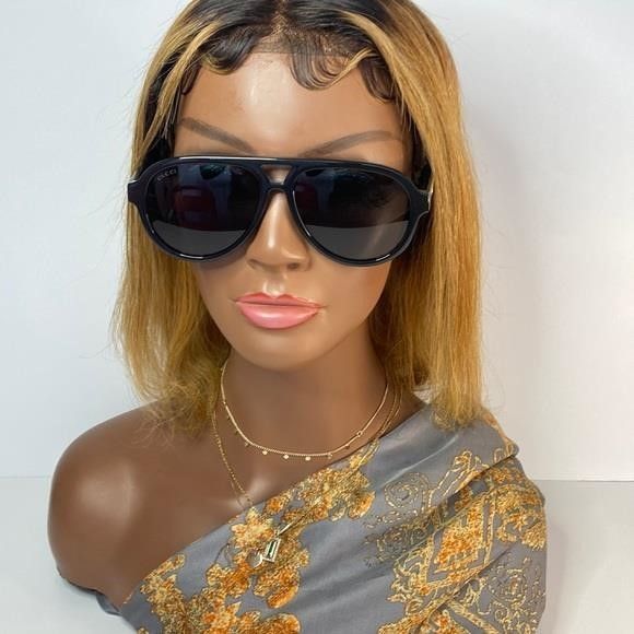 Gucci GUCCI GG0767S aviator sunglass comes in a shiny black frame Size ONE SIZE - 6 Thumbnail