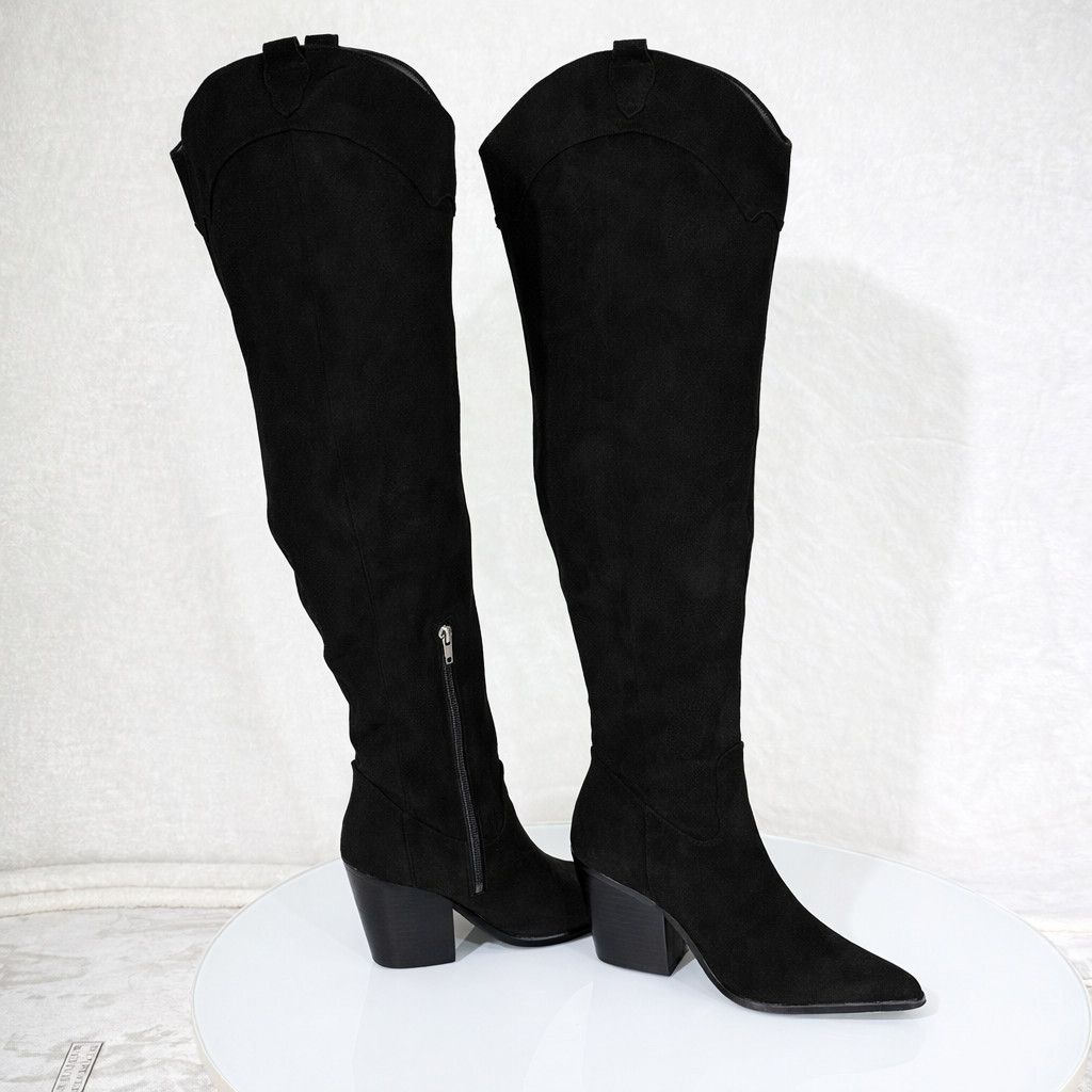 Other Primal 2 Country Western Sexy Black Faux Suede OTK Thigh Hig Size US 7 / IT 37 - 3 Thumbnail