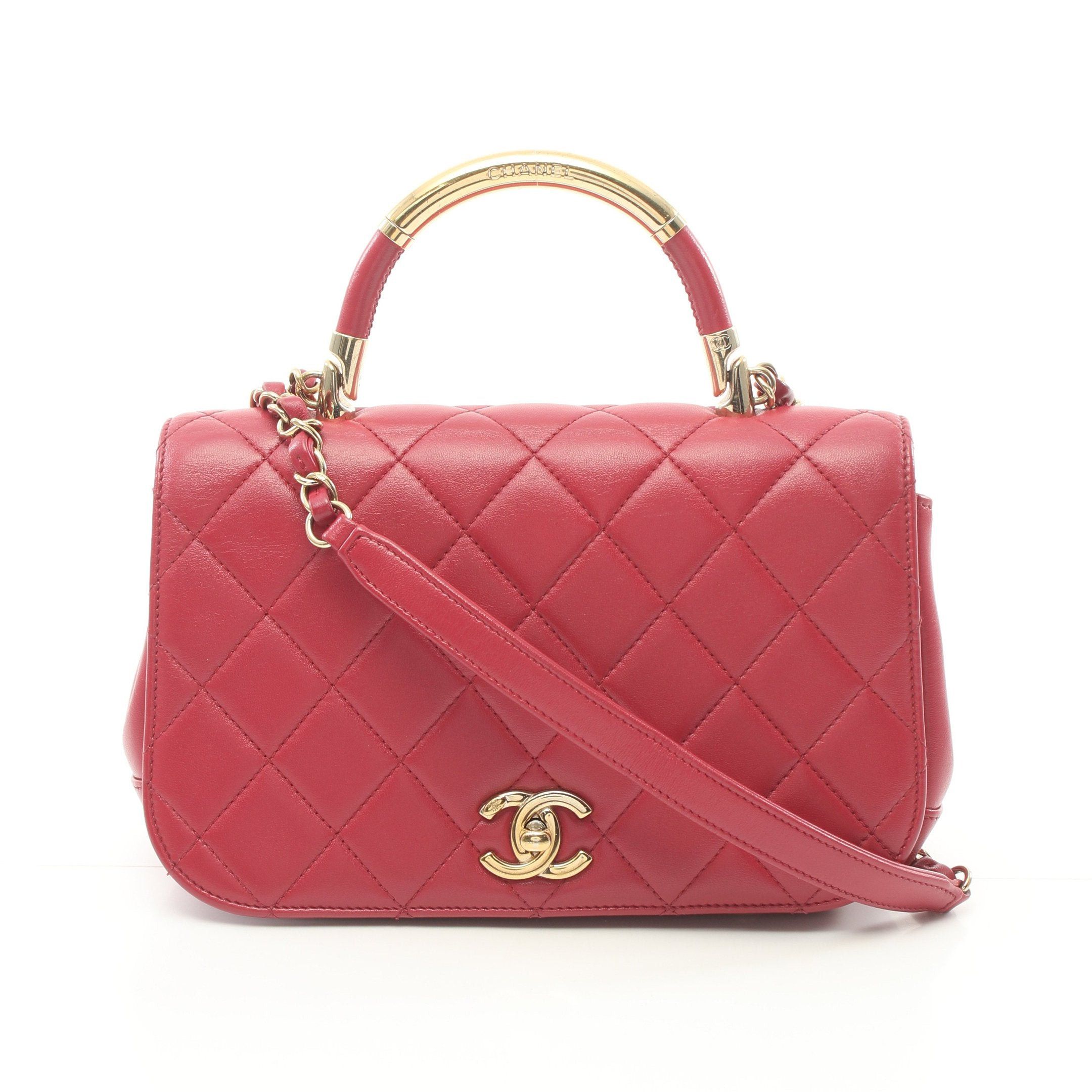 image of Chanel Matelasse Chain Shoulder Bag Lambskin Pink Purple Gold Hardware 2Way, Women's