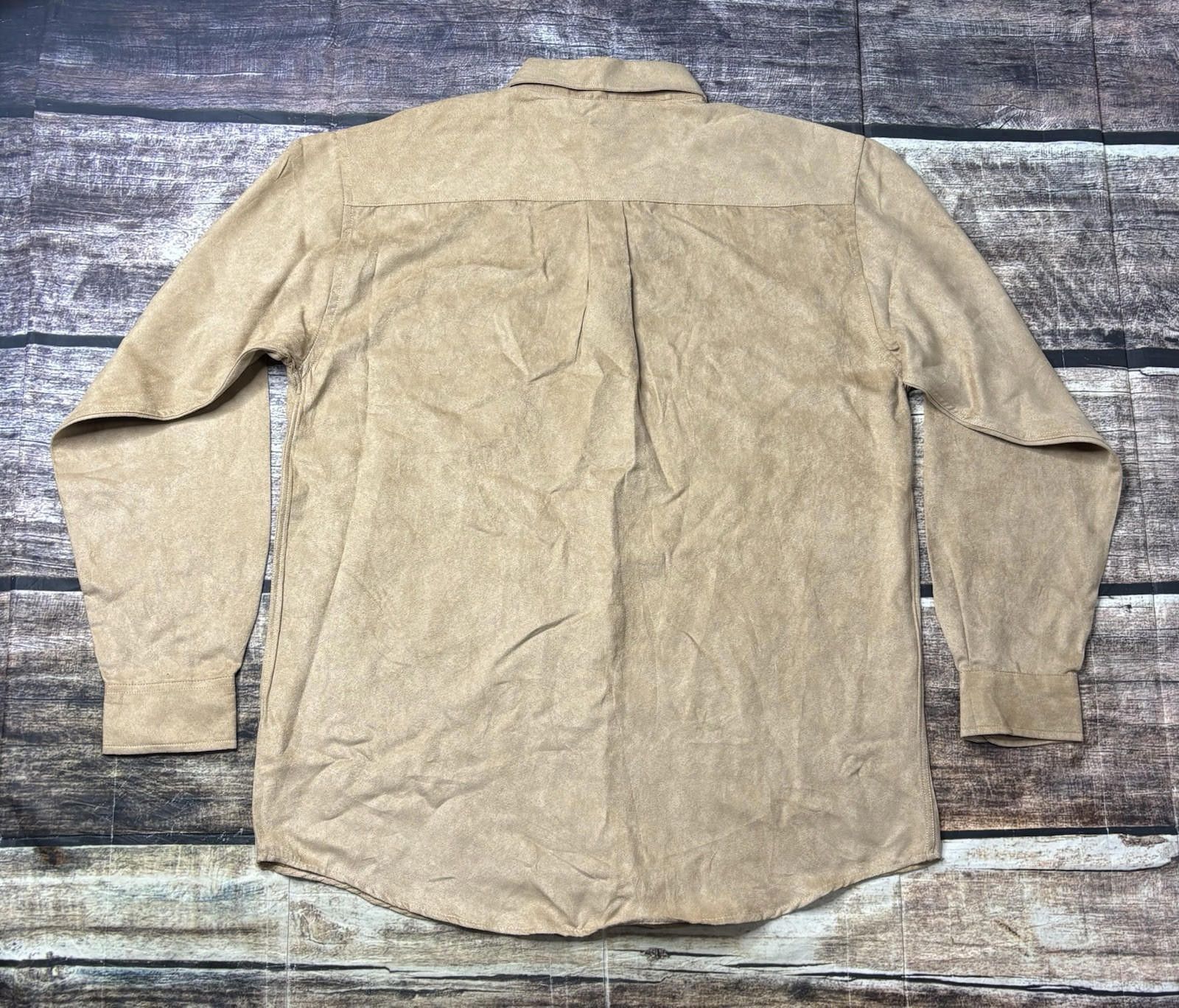 Oleg Cassini VTG Oleg Cassini Shirt Mens Large Suede Silk Tan Western NEW Size US L / EU 52-54 / 3 - 3 Thumbnail