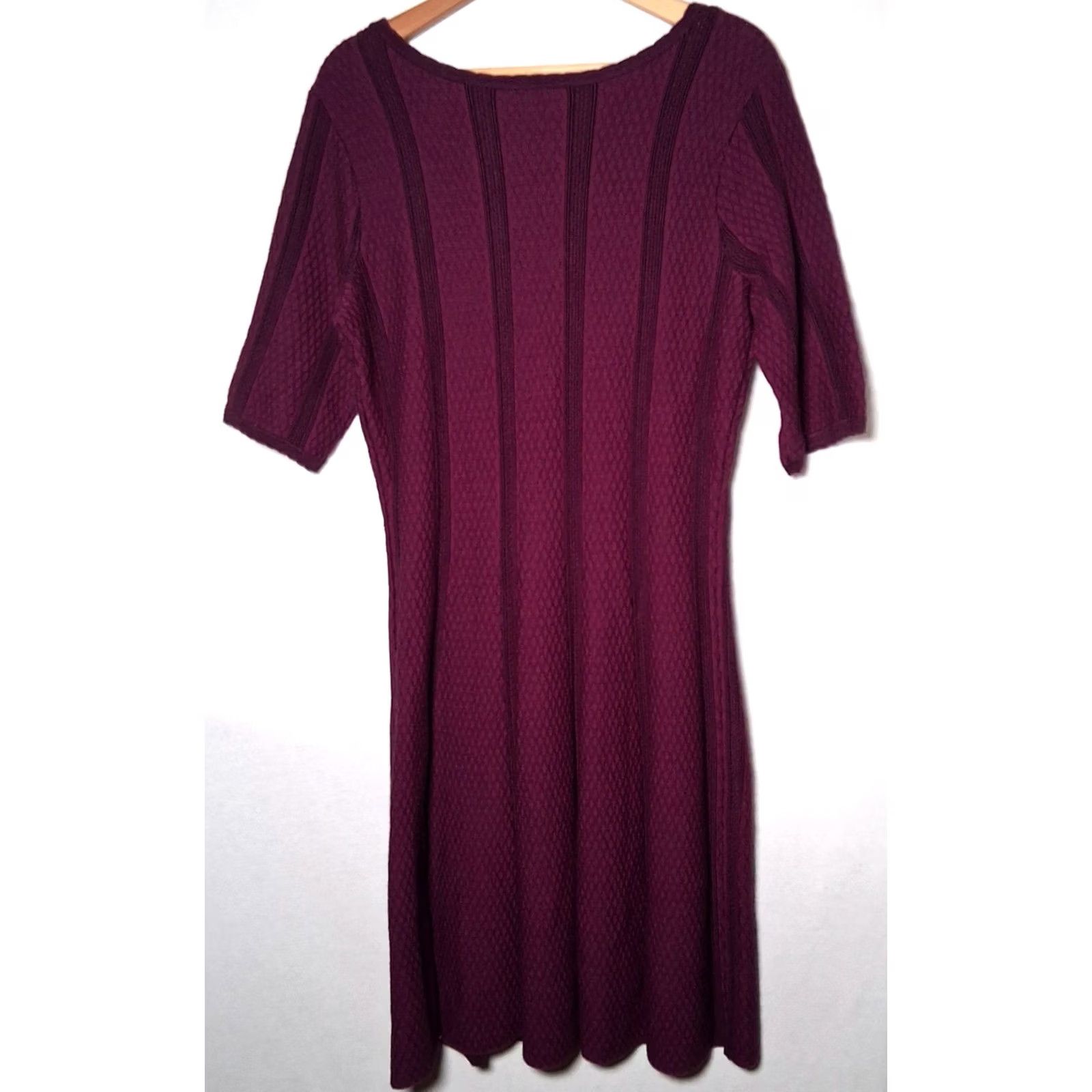 Vintage Dressbarn Sweater Dress XL Maroon Knit Diamond Pattern 3/4 Sleeve Pullover Ladies Womens Wool-Free Read Flawed Size XL / US 12-14 / IT 48-50 - 2 Thumbnail