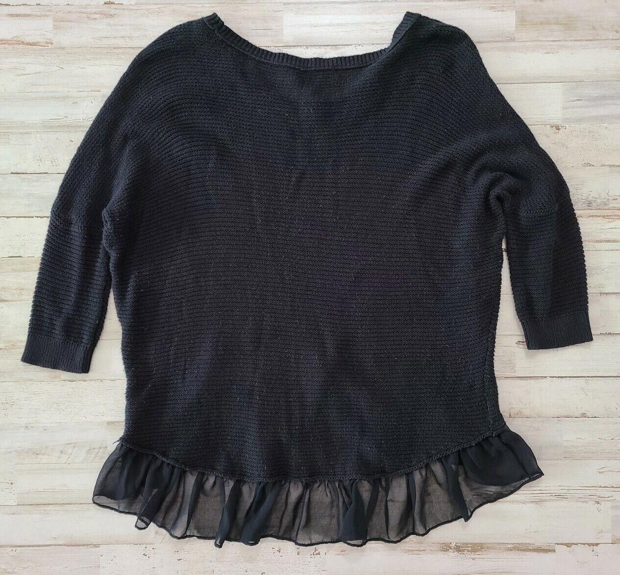 Designer American eagle Sweater Small Black Oversized Sheer Trim Size S / US 4 / IT 40 - 4 Thumbnail