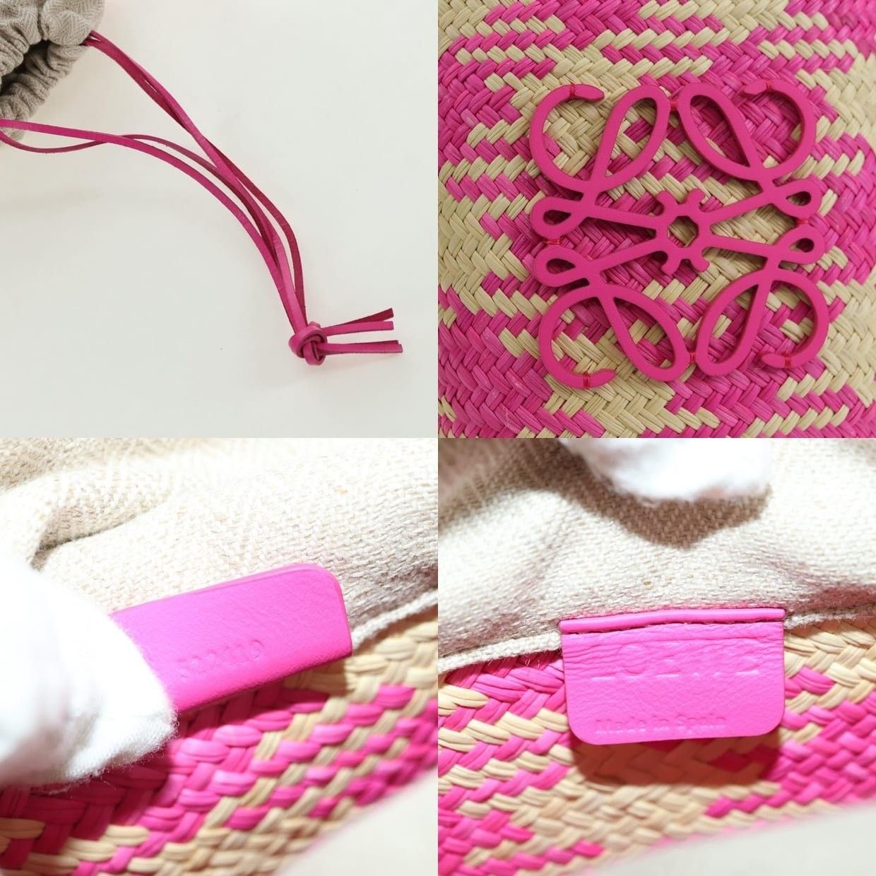 Loewe Loewe Anagram Raffia Shoulder Bag Pink Size ONE SIZE - 10 Thumbnail