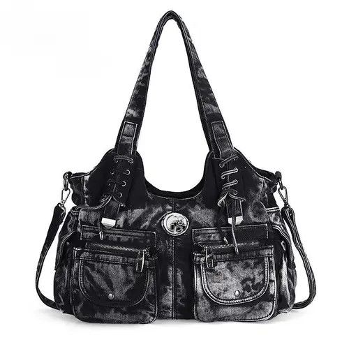 Other Y2k Casual Denim Tote Bag Hobo Bag with Pockets Size ONE SIZE - 1 Thumbnail