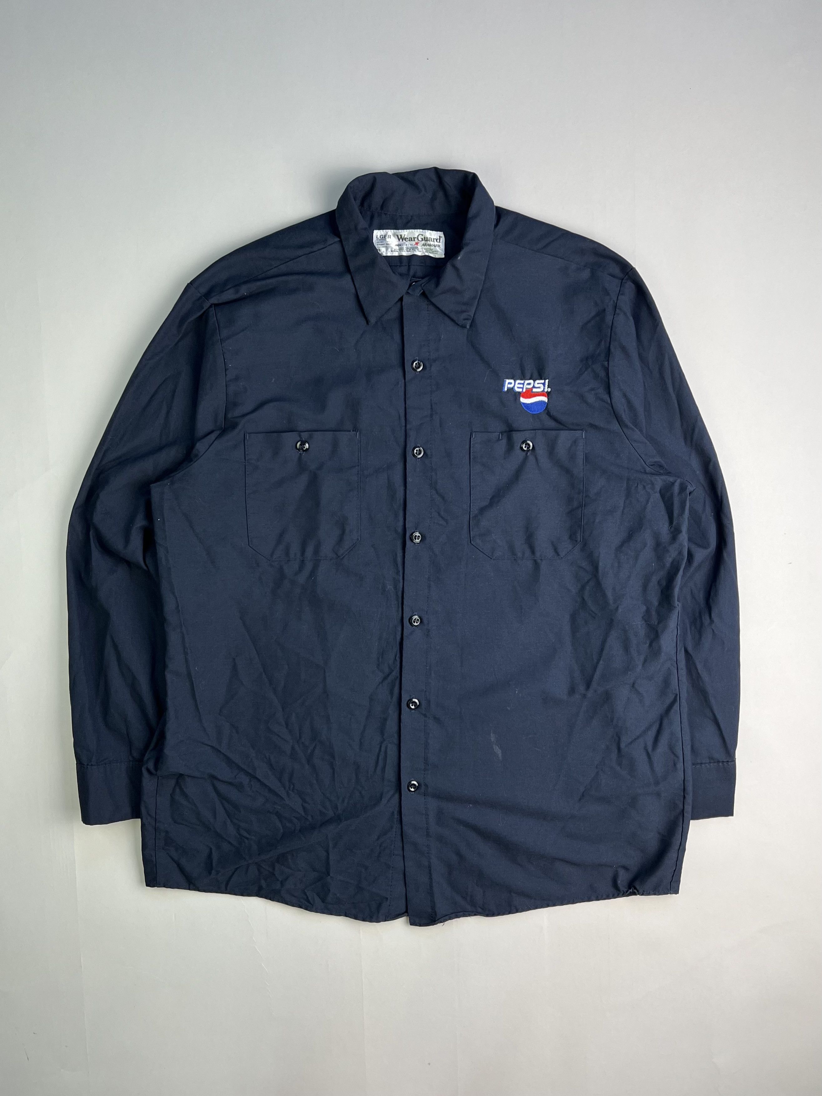 Pepsi Vintage Pepsi Work Shirt Navy Blue Large Size US L / EU 52-54 / 3 - 1 Thumbnail