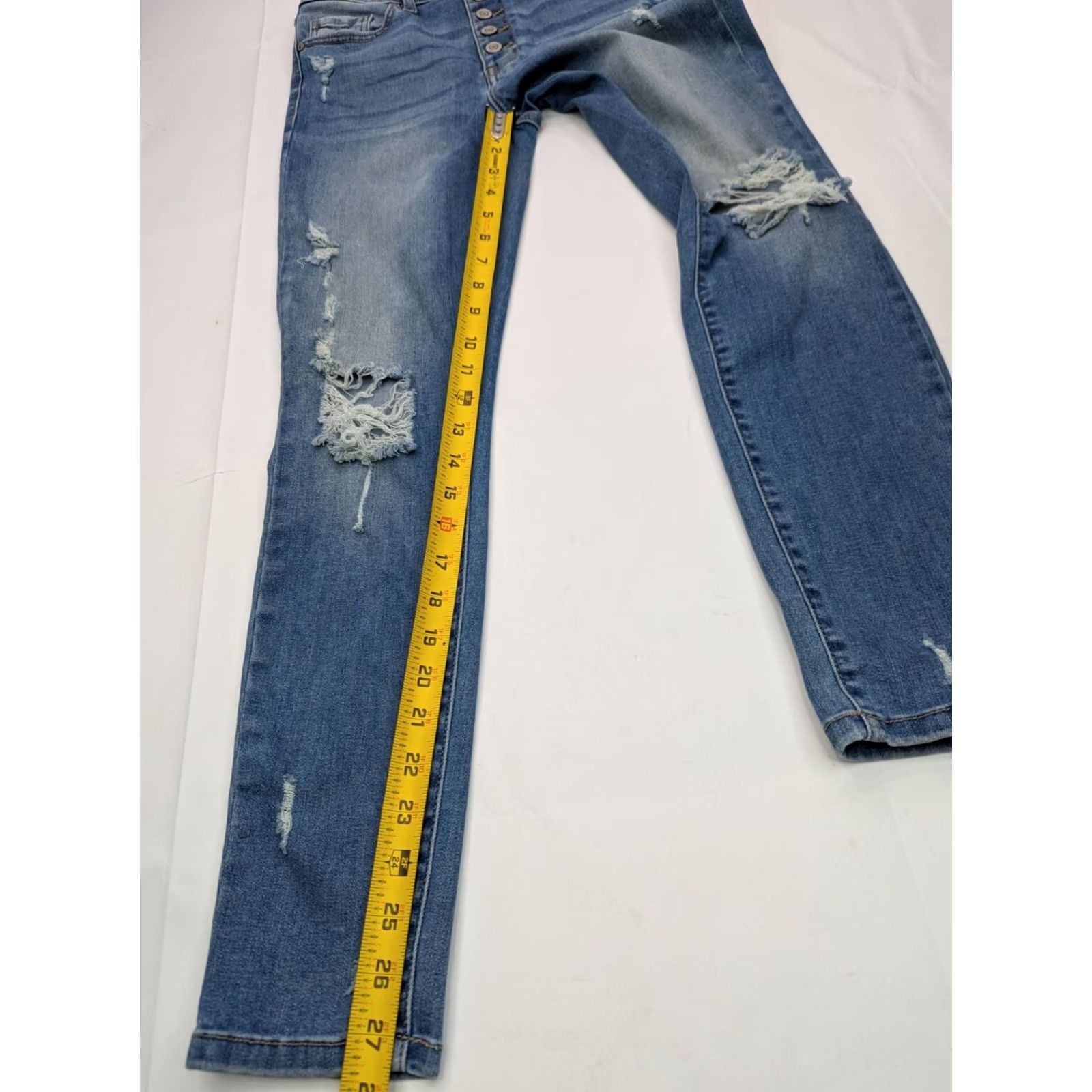 Vintage Eunina Jeans Distressed High Rise Skinny 5 27x27.5 Blue Women Jeans Size 27" / US 4 / IT 40 - 3 Thumbnail