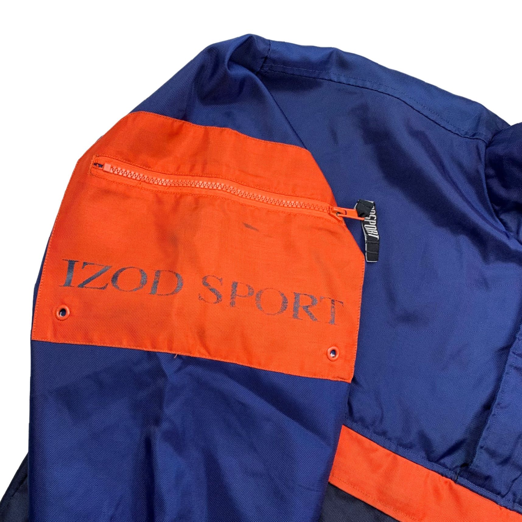 Izod VINTAGE Izod Sport Men's Anorak Rain Jacket Blue Orange Large Fleece Lined 1/4 Zip Pockets Waterproof Windproof Jacket Mens Size US L / EU 52-54 / 3 - 4 Thumbnail