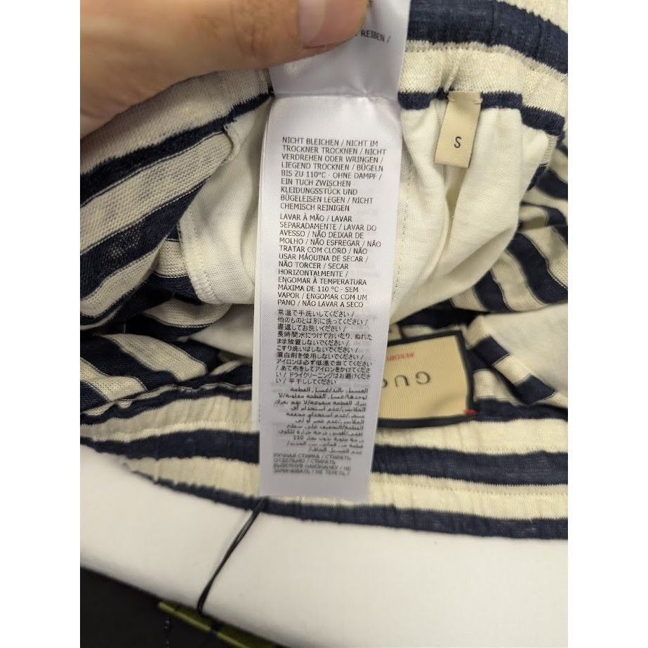 Gucci o1rshd1 Striped Linen Jersey Basket Pant in Navy/Milk Size US 30 / EU 46 - 17 Thumbnail