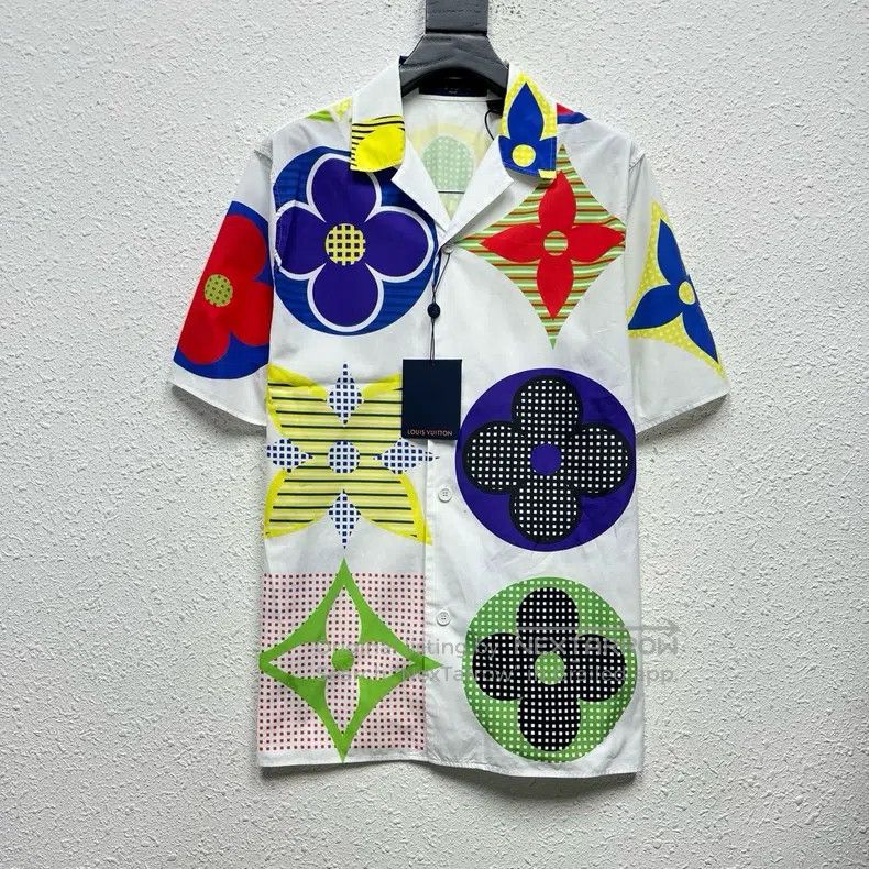 Louis Vuitton Three-flower full-print short-sleeve shirt