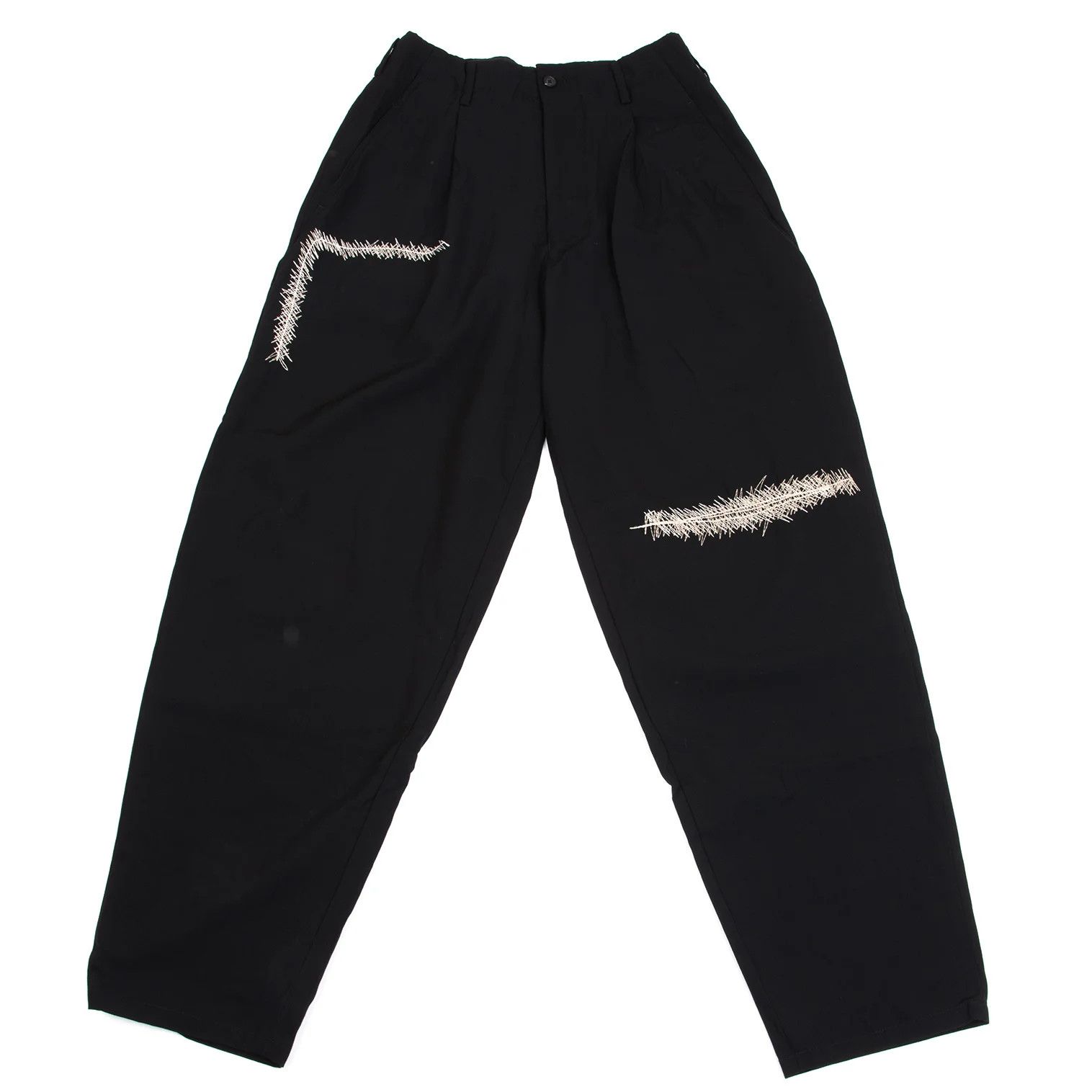 Yohji Yamamoto Yohji Yamamoto Wool Gabardine Embroidered Pants Size US 30 / EU 46 - 1 Thumbnail