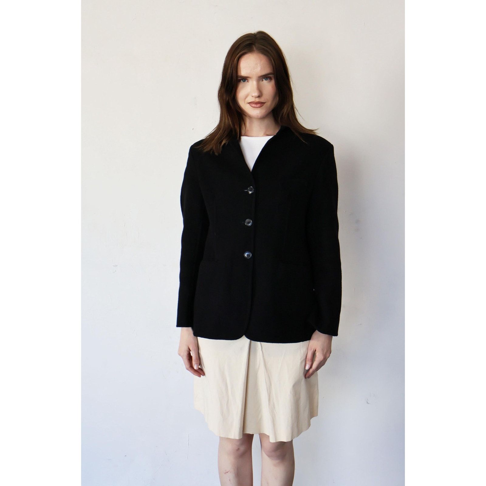 Vintage JIL SANDER Black Cashmere Boxy Blazer