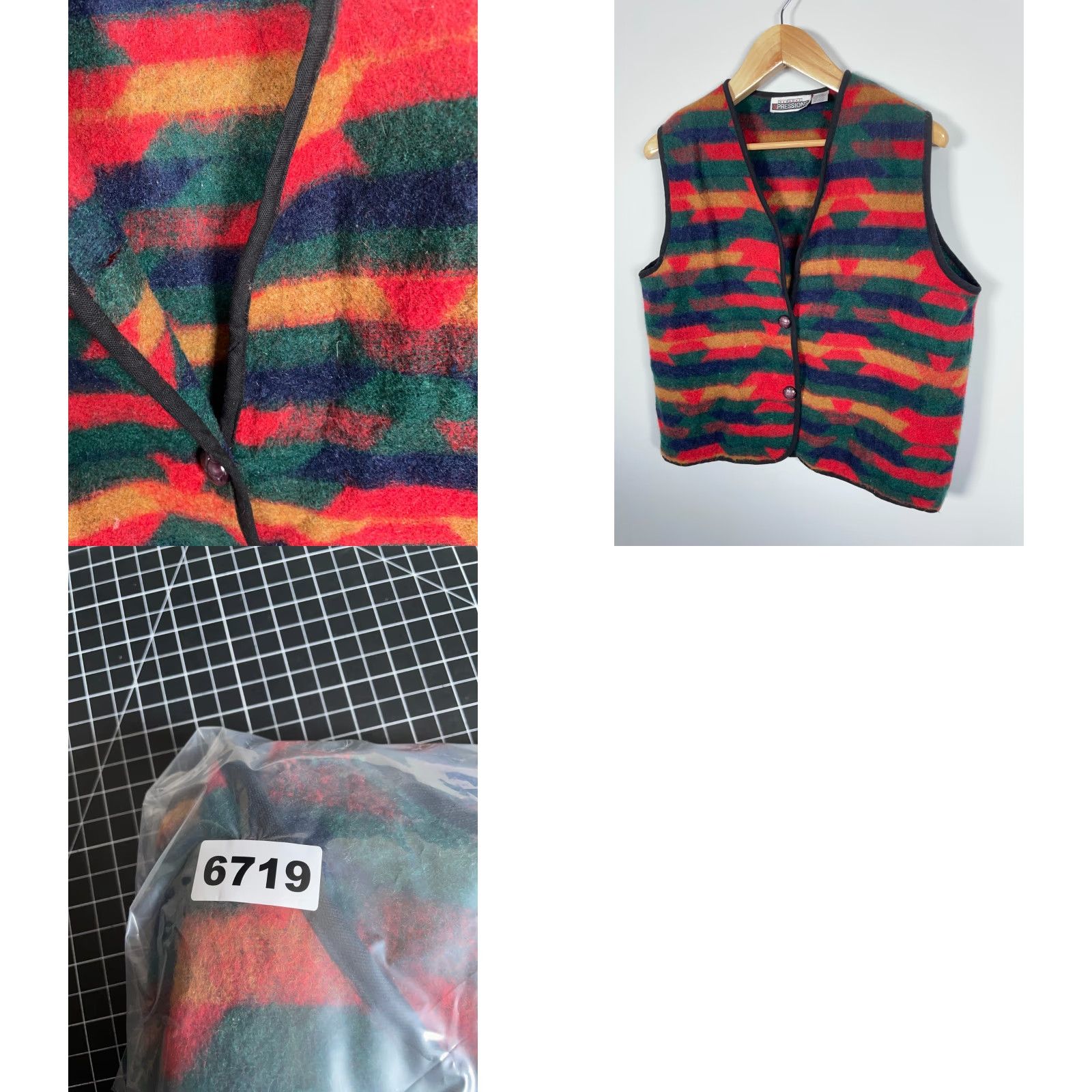 Vintage VINTAGE Southwestern Wool Vest Women's One Size (XL) Geometric Pattern Aztec Tribal Size XL / US 12-14 / IT 48-50 - 8 Thumbnail