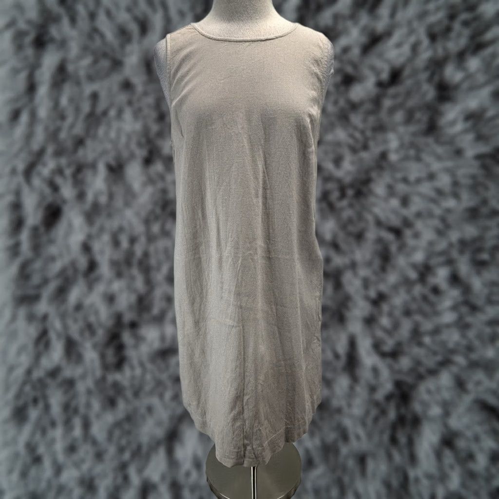 jcrew linen shift dress NWT J. Crew Factory Beige Scalloped Hem Sleeveless Linen Shift Dress Size 8