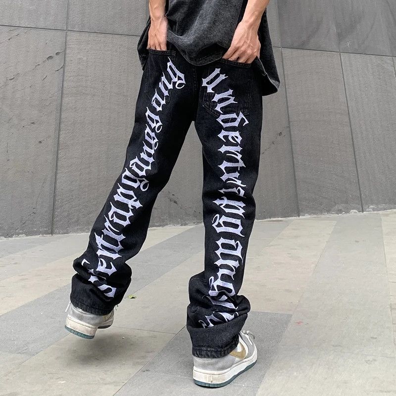 Designer Ripped Hole Embroidery Vibe Jeans Size US 30 / EU 46 - 3 Thumbnail