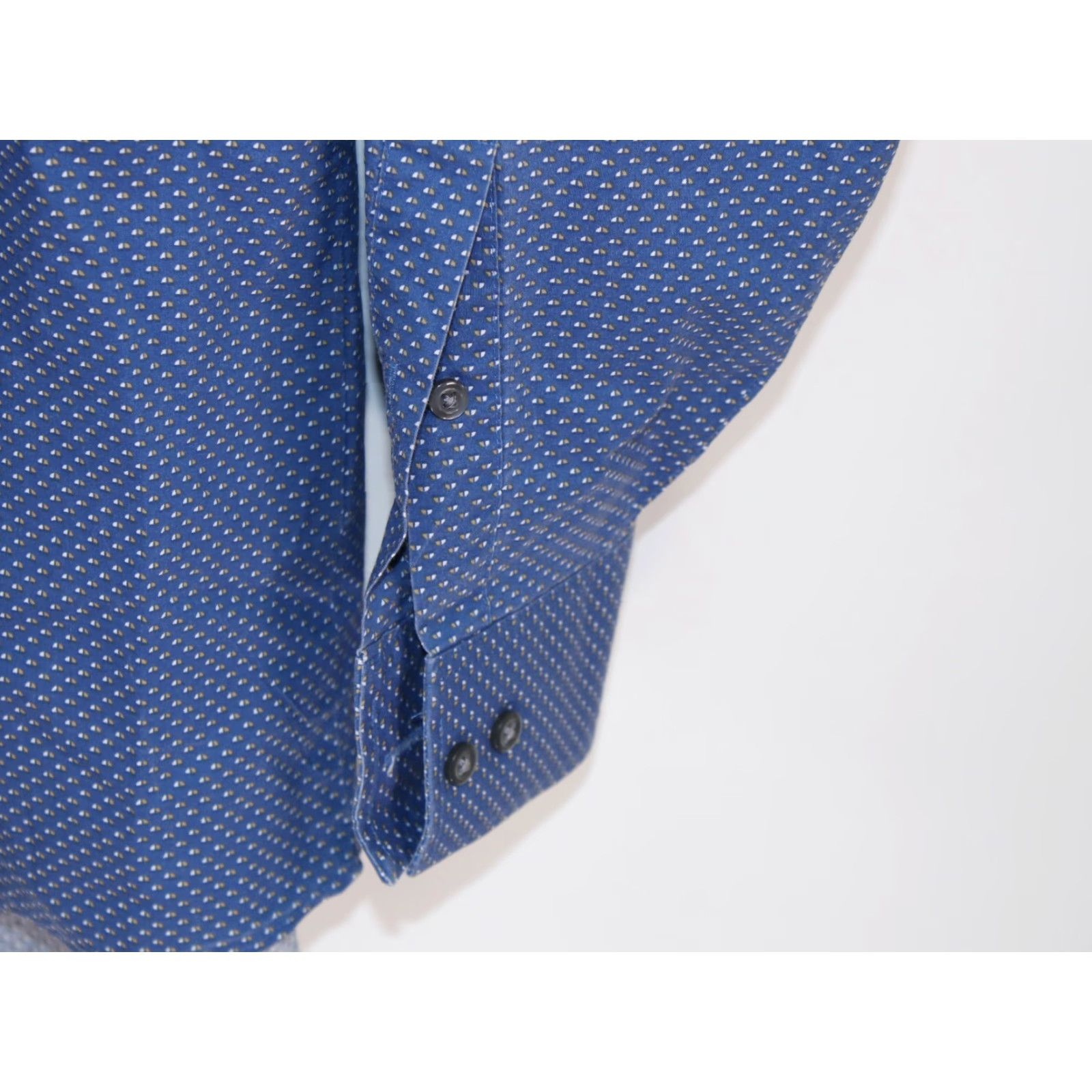 Van Heusen VAN HEUSEN Button-Up Shirt Geo Dots Reg Fit Stretch Men 16 L Blue Casual Polka Dot Long Sleeve Button-Up Shirt Size US L / EU 52-54 / 3 - 4 Thumbnail
