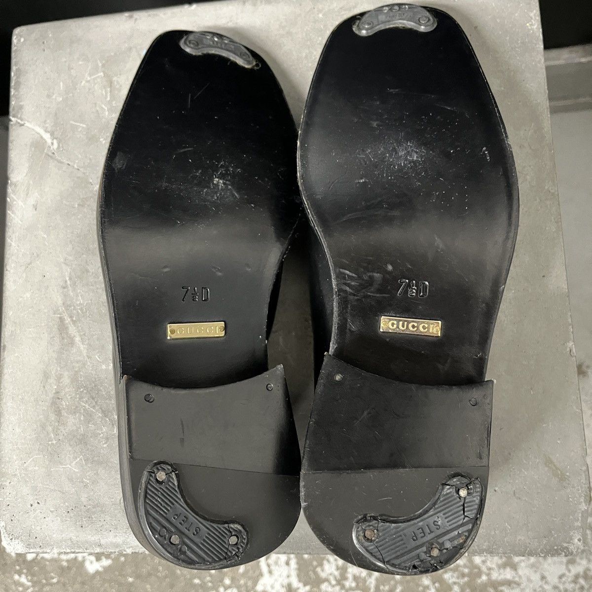 Gucci Gucci Black Square-Toe Leather Loafers 7.5D w/ Brass plate Size US 7.5 / EU 40-41 - 6 Thumbnail