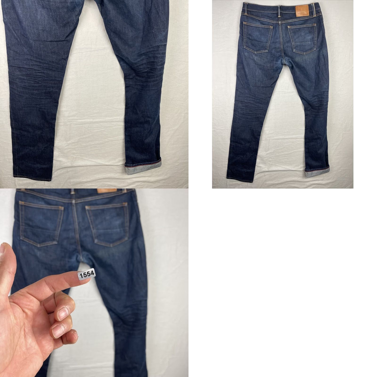 Gustin Gustin Jeans Mens 35x36 Dark Blue Raw Japanese Selvedge Denim Slim Pants 116699 Jeans Size US 35 - 10 Thumbnail