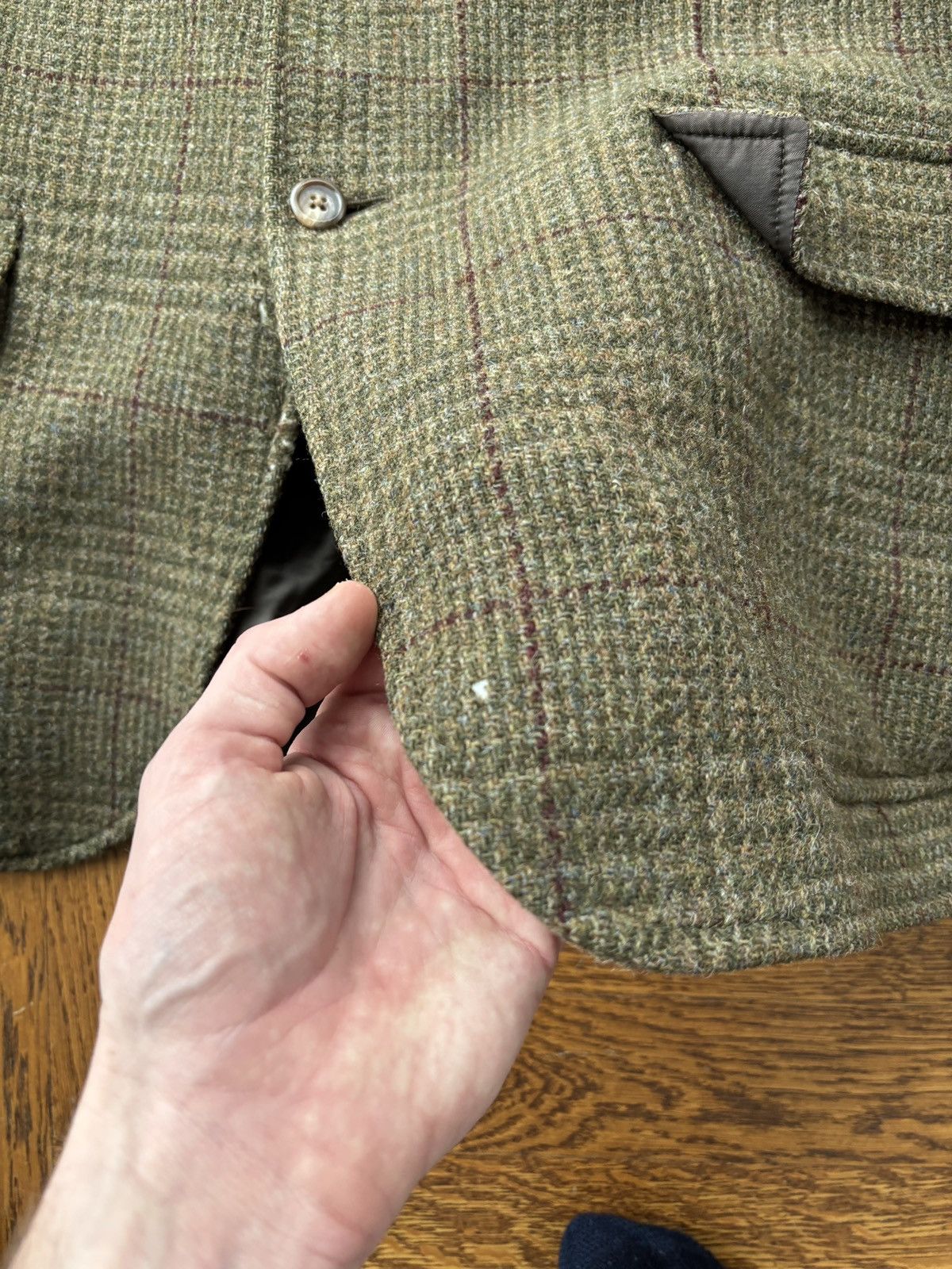 Harris Tweed × Polo Ralph Lauren × Vintage Vintage Polo Ralph Lauren Blazer Vintage Tweed Wool Plaid Size 44R - 13 Thumbnail