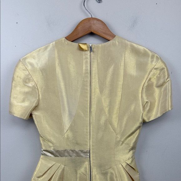 Thom Browne THOM BROWNE gold panelled short puff sleeve fitted midi dres Size S / US 4 / IT 40 - 11 Thumbnail