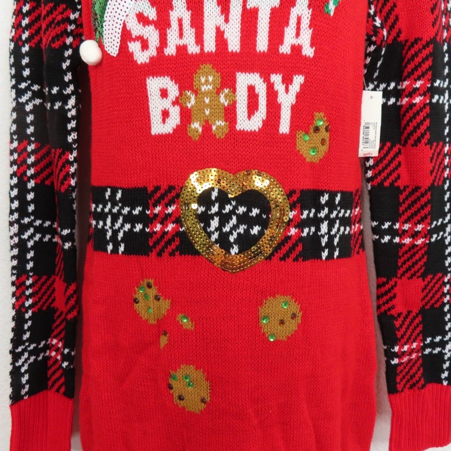 Vintage No Boundaries Santa Body Pullover Hoodie Sweater Dress RED S Womens Long Sleeve Christmas Christmas Pullover New Size S / US 4 / IT 40 - 3 Thumbnail