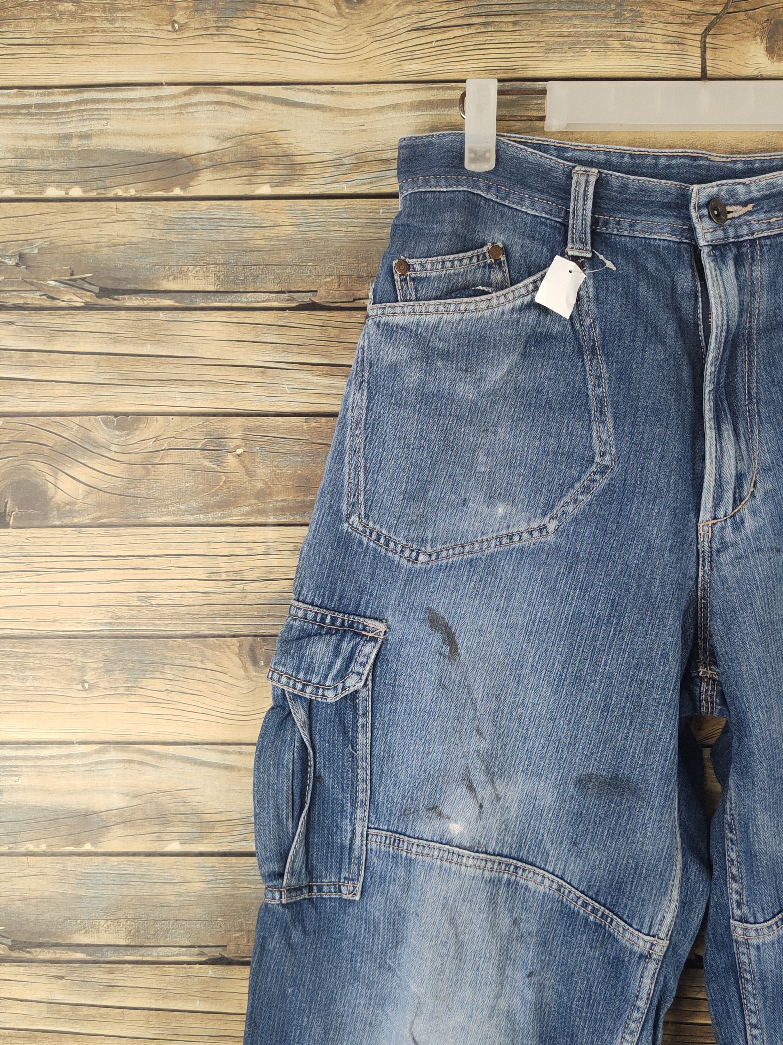 Vintage DL Evenriver Blue Distressed Ripped Jogger Jeans #1863 Size US 31 - 3 Thumbnail