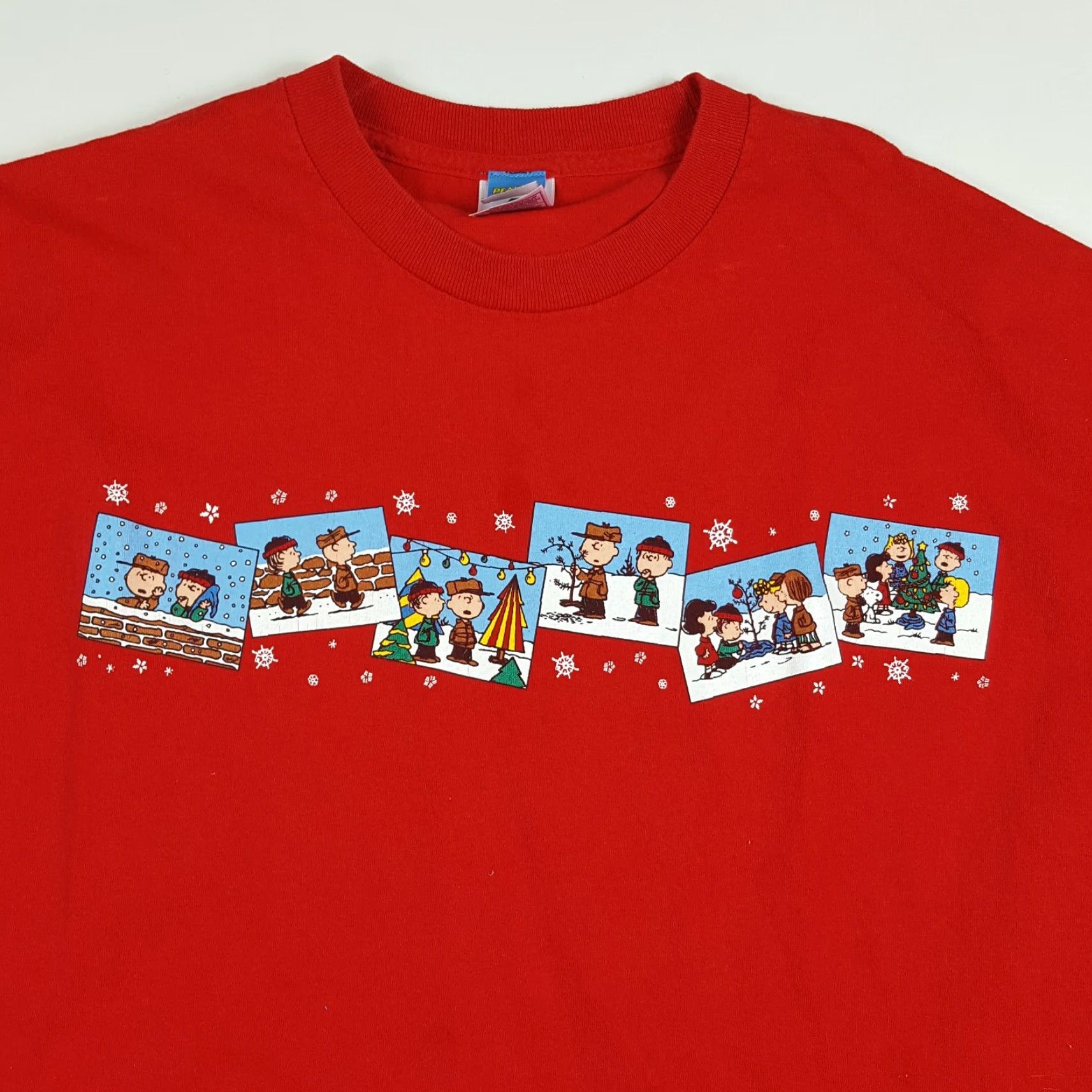 Peanuts VTG Peanuts Christmas Men's Size XL Snoopy Charlie Brown Comic Cartoon T Shirt Red Size US XL / EU 56 / 4 - 2 Thumbnail