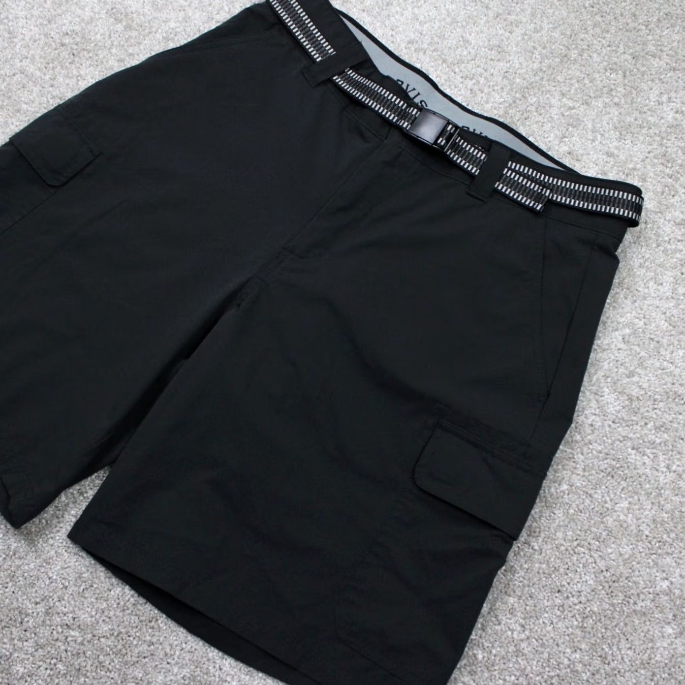 Orvis Orvis Mens 32 Black Belted Cargo Polyester Zip Pocket 9" Inseam Shorts Size US 32 / EU 48 - 3 Thumbnail