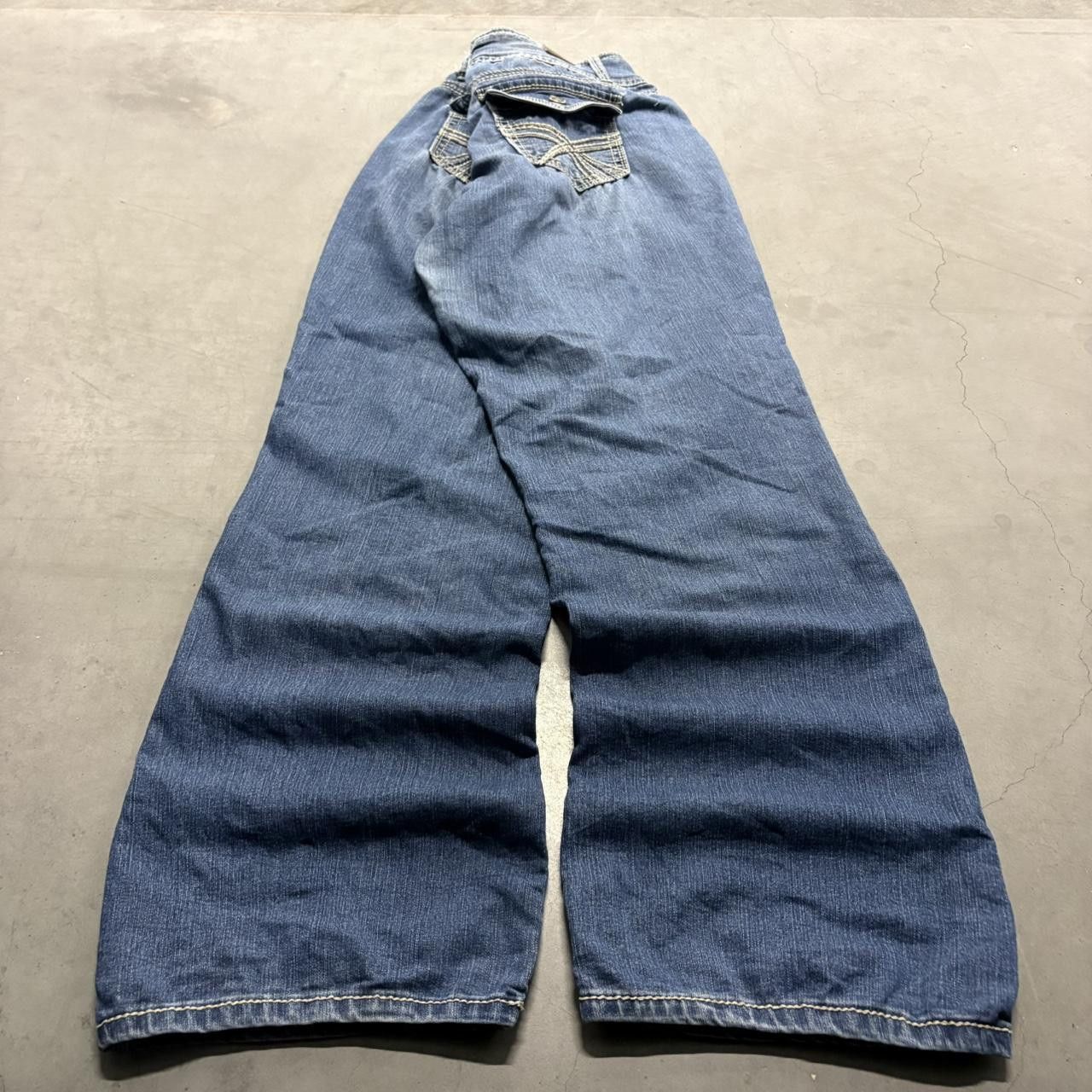 Vintage Crazy Vintage Y2K/2000s Baggy WallFlower Low rise Wideleg Dark Blue Wash Denim Jeans! Size US 32 / EU 48 - 4 Thumbnail