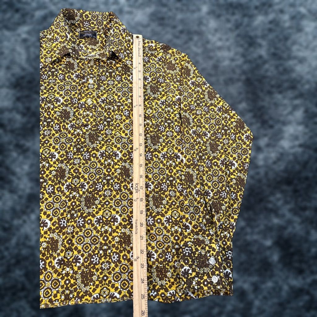 JCPenney VINTAGE JCPENNEY TownCraft Shirt Mens L Psychedelic Mustard Floral Silk Prest 70s Size US L / EU 52-54 / 3 - 1 Thumbnail