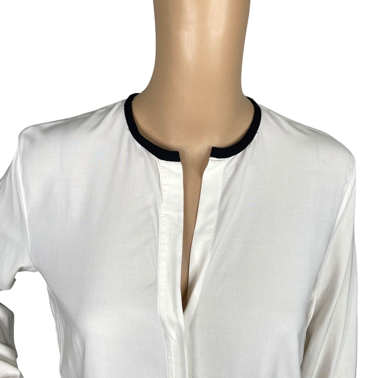 James Perse James Perse White Black Trim Collar Button Down Shirt SZ M Size M / US 6-8 / IT 42-44 - 3 Thumbnail
