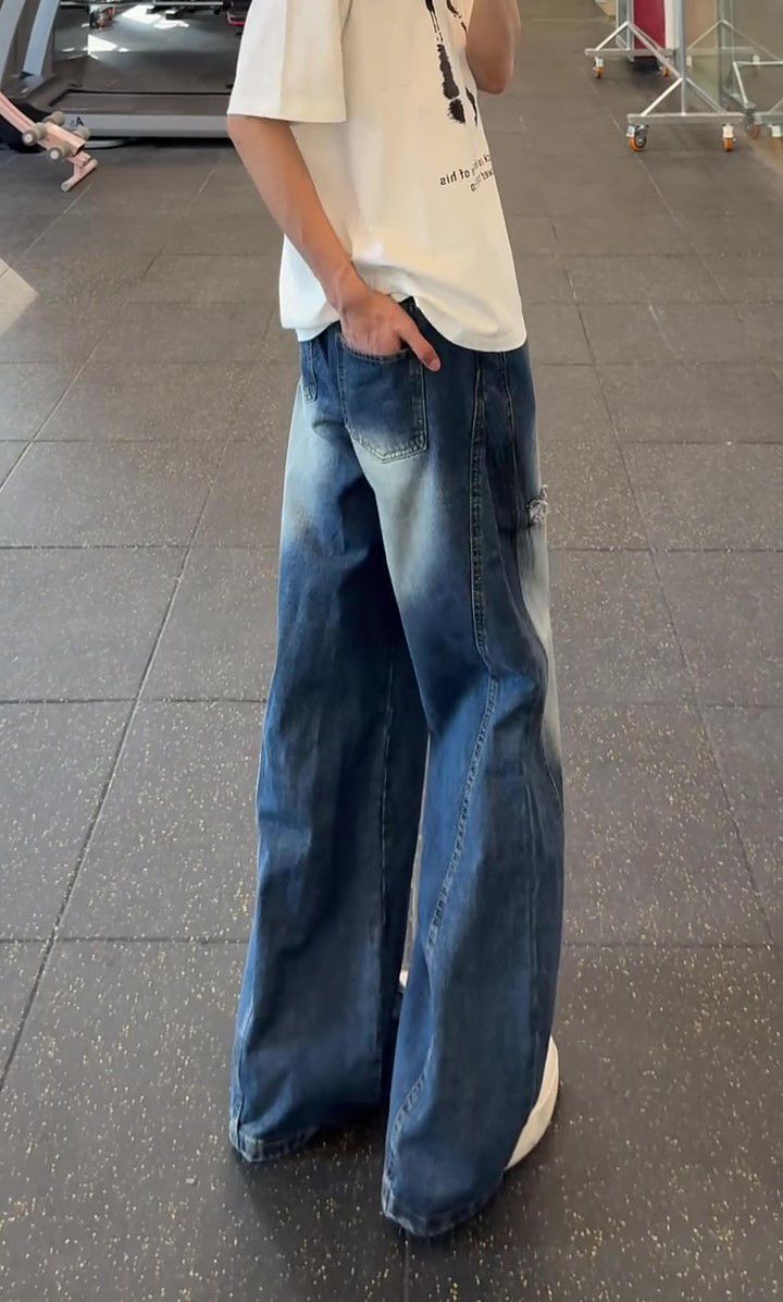 Japanese Brand Men's American retro flared blue cargo jeans Size US 32 / EU 48 - 3 Thumbnail
