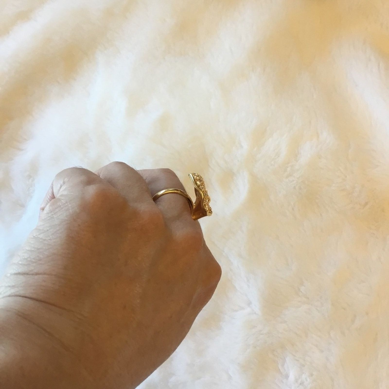 Other Gold Lily Crystal Statement Cocktail Ring Size ONE SIZE - 12 Thumbnail