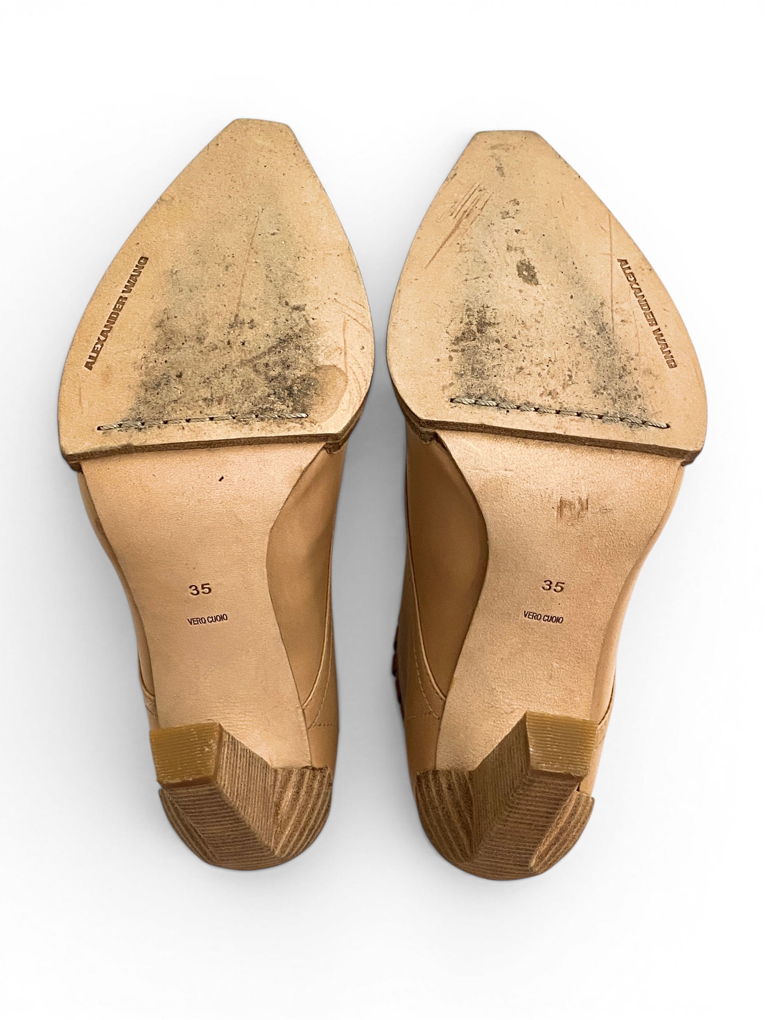 Alexander Wang Alexander Wang Sofi Beige Leather Lace-Up Heel Ankle Boots Size US 5 / IT 35 - 10 Thumbnail