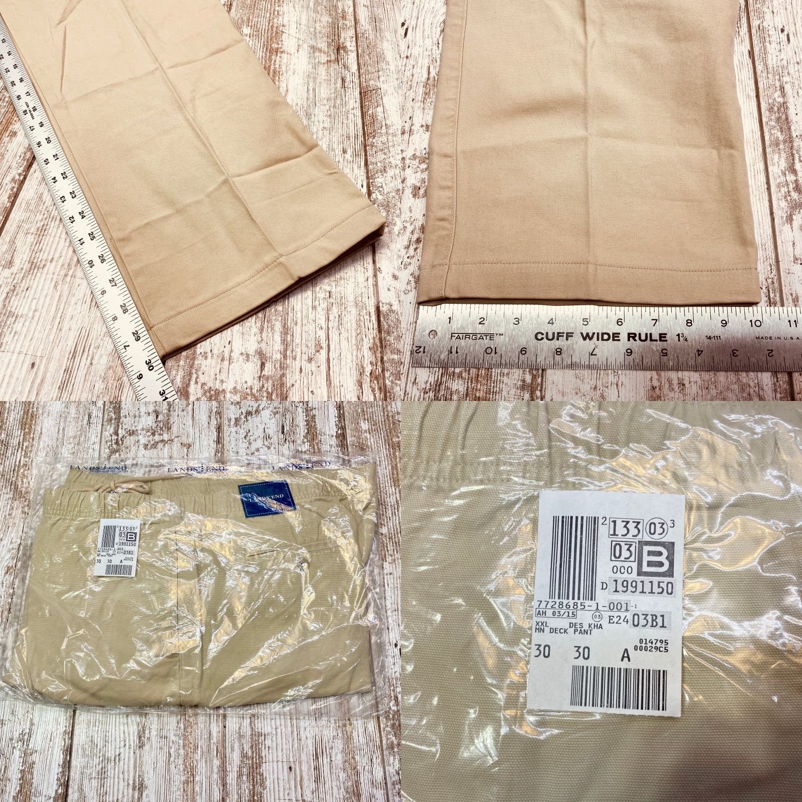 Lands' End Lands End Deck Pants Mens 2XL Beige Canvas Drawstring Elastic Waist Casual 7556 Size US 39 - 9 Thumbnail