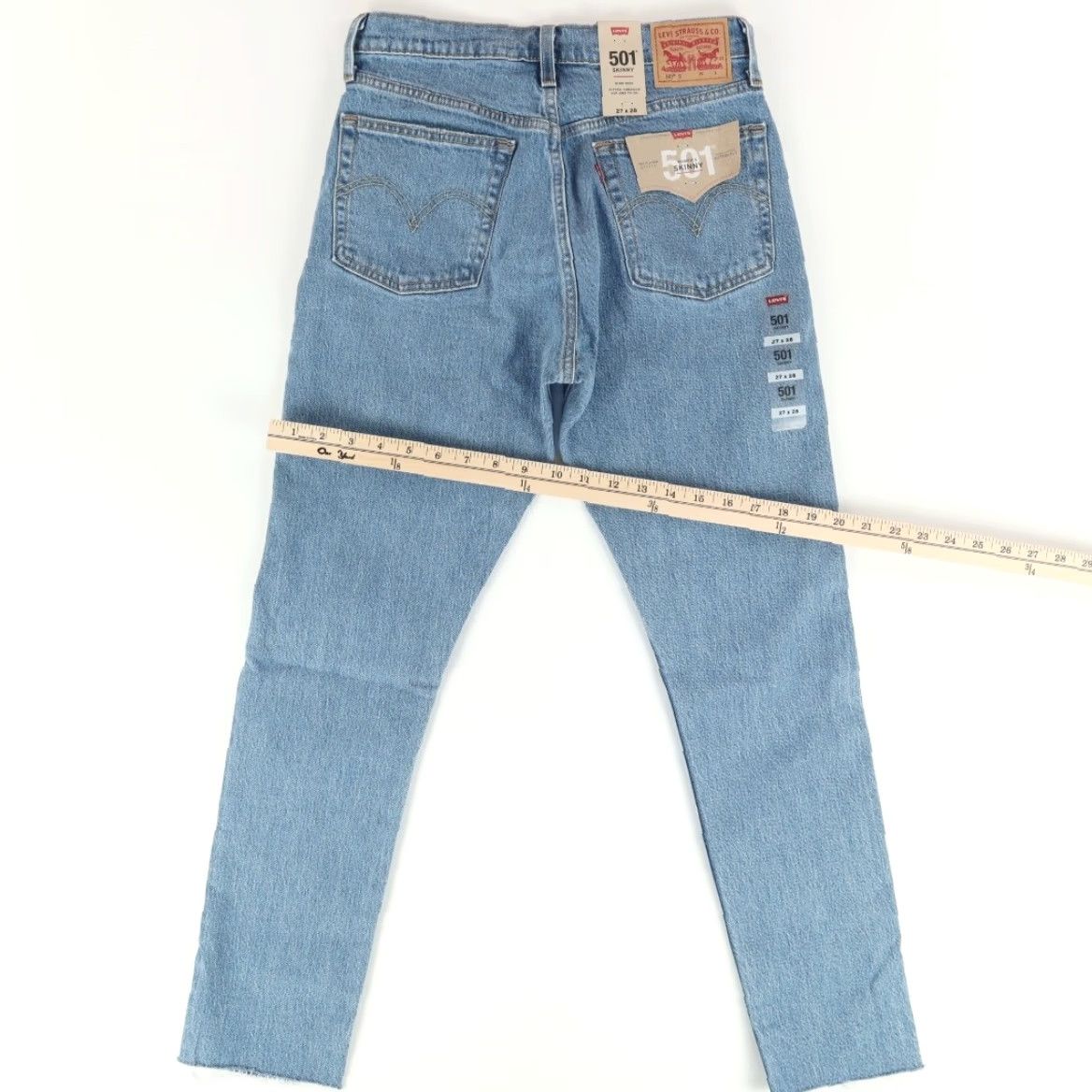 Vintage Levi Strauss 501 Skinny High Rise Button Fly Cotton Denim Jeans Blue Womens 27 Size 27" / US 4 / IT 40 - 4 Thumbnail