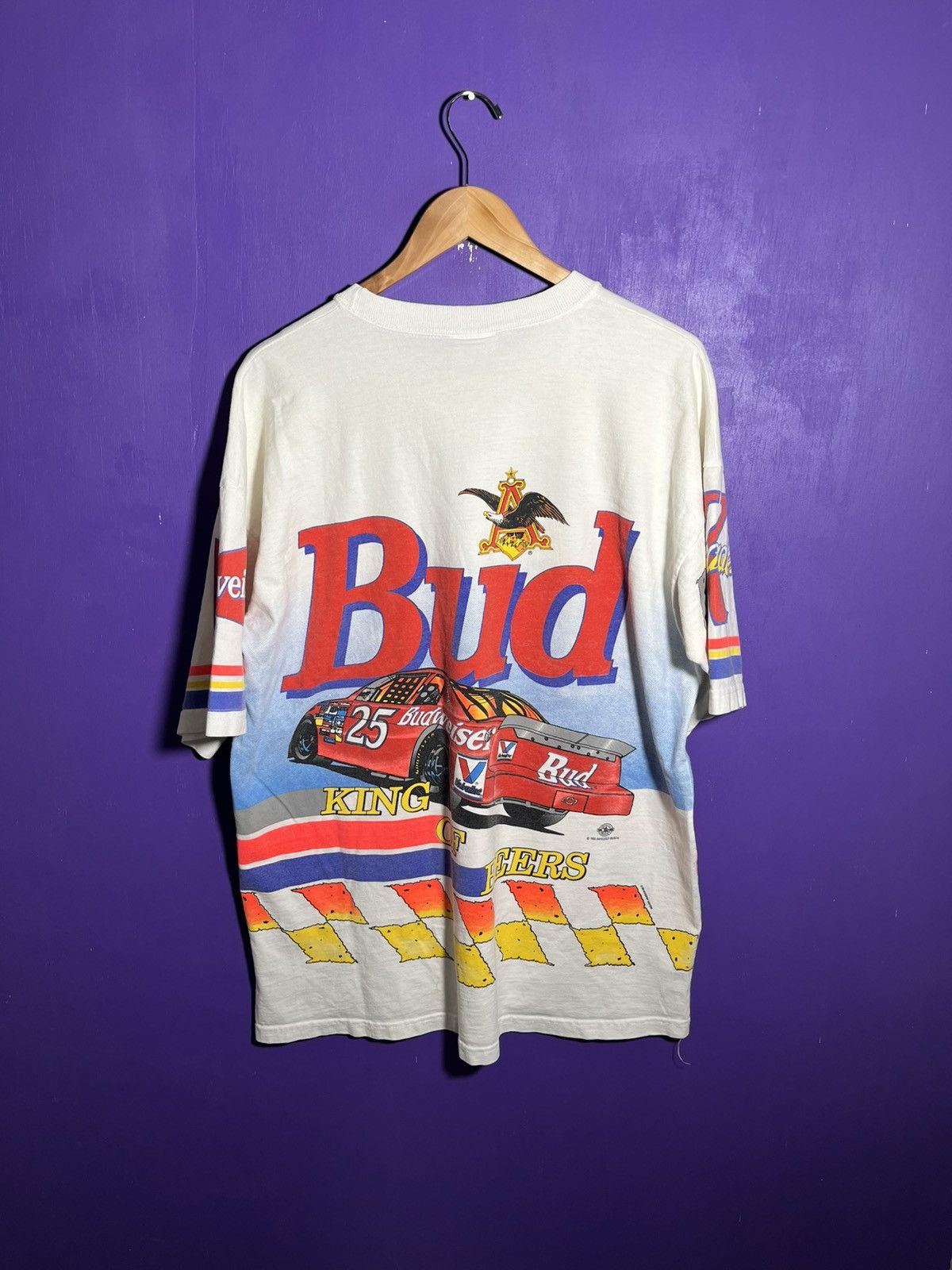 NASCAR × Vintage Vintage 1995 Kyle Schrader Budweiser nascar AOP t-shirt Size US XL / EU 56 / 4 - 2 Thumbnail