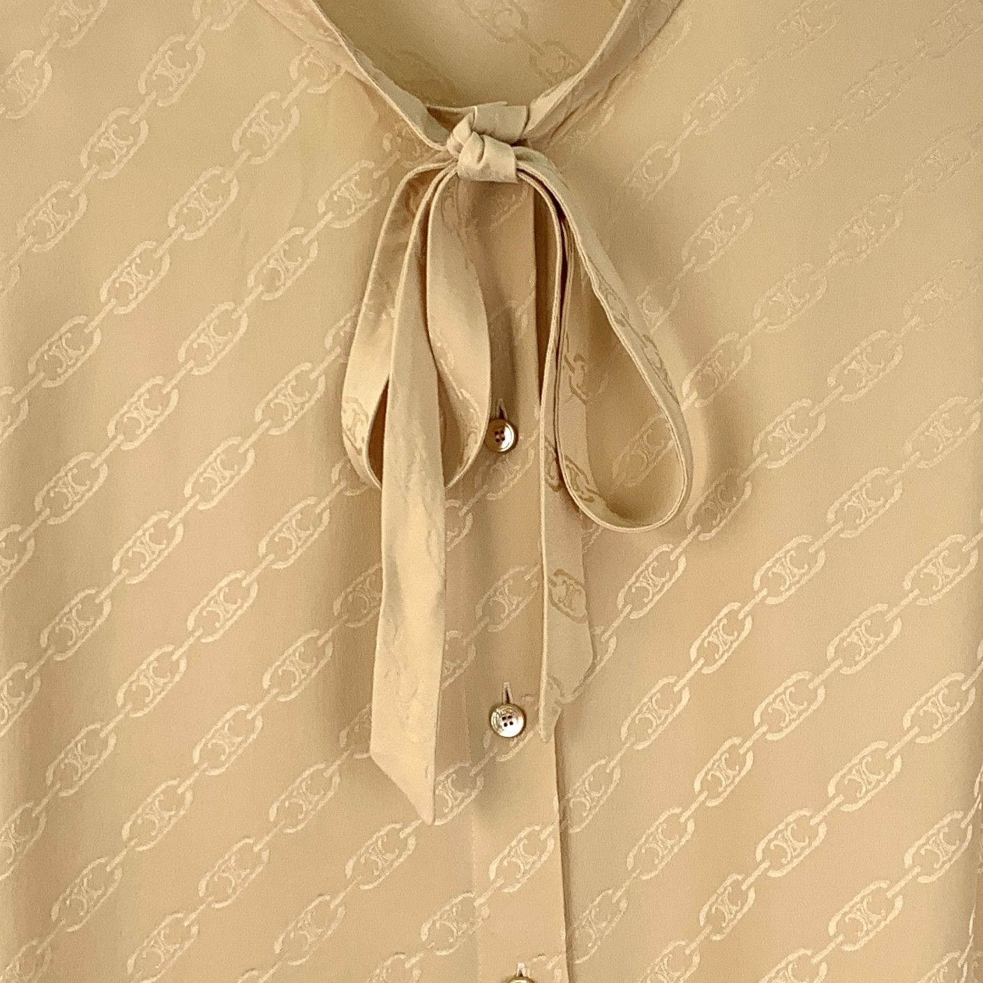 Celine Celine Shirt – Brown Triomphe Silk Print (Size M) Size M / US 6-8 / IT 42-44 - 3 Thumbnail
