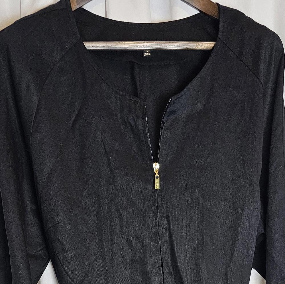 Imran Potato IMAN Global Jumpsuit Black Womens Size 1X Relaxed Longsleeve Size ONE SIZE - 3 Thumbnail