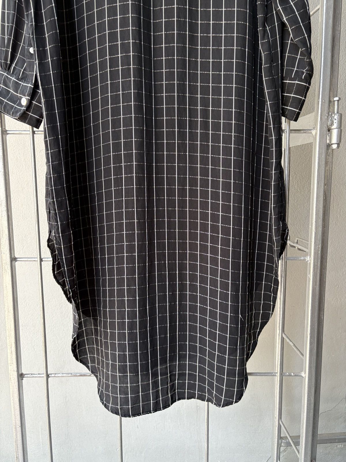 Y's × Yohji Yamamoto Y's Yohji Yamamoto grid black shirt dress. Size XS / US 0-2 / IT 36-38 - 12 Thumbnail